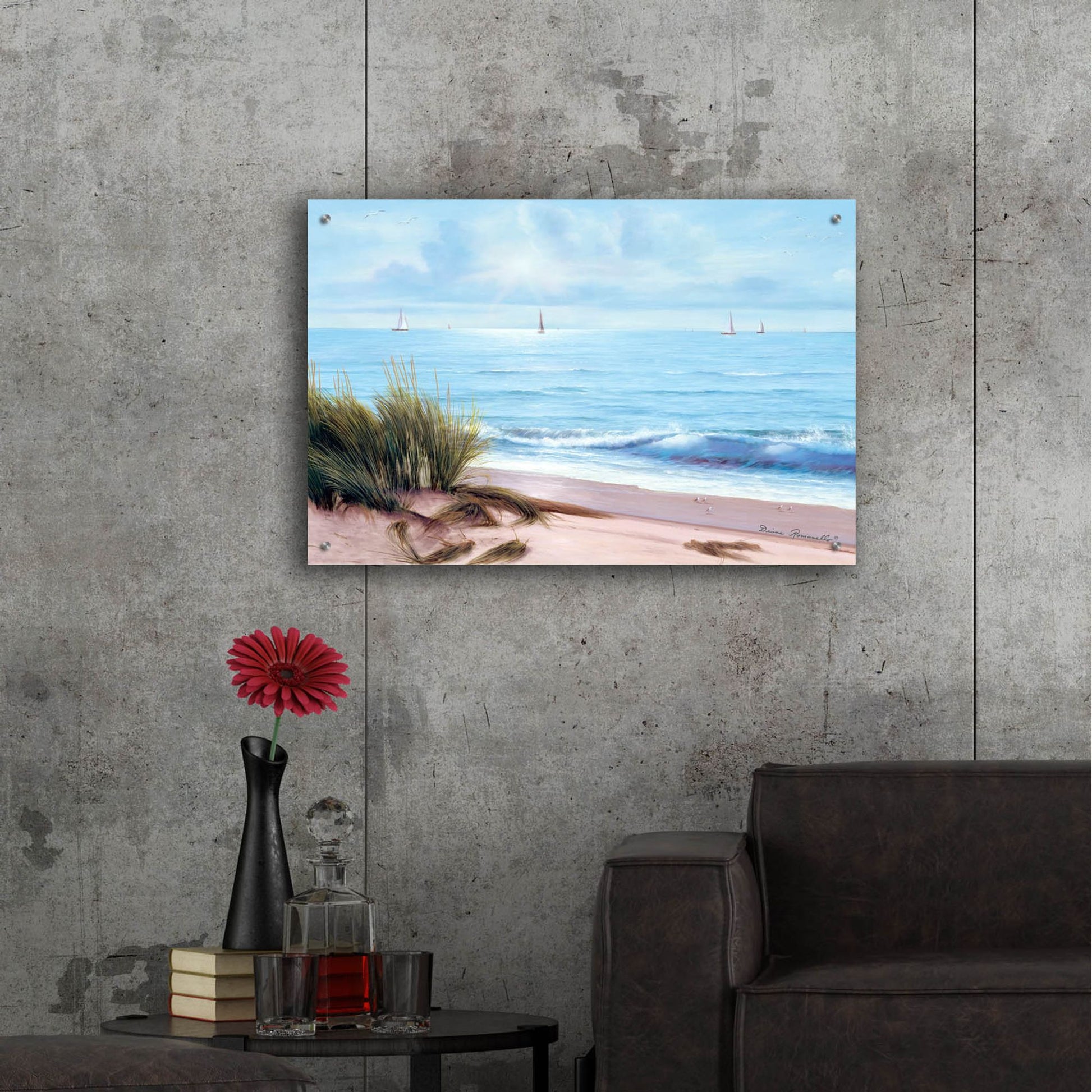 Epic Art ' Sandpiper Beach' by Diane Romanello, Acrylic Glass Wall Art,36x24