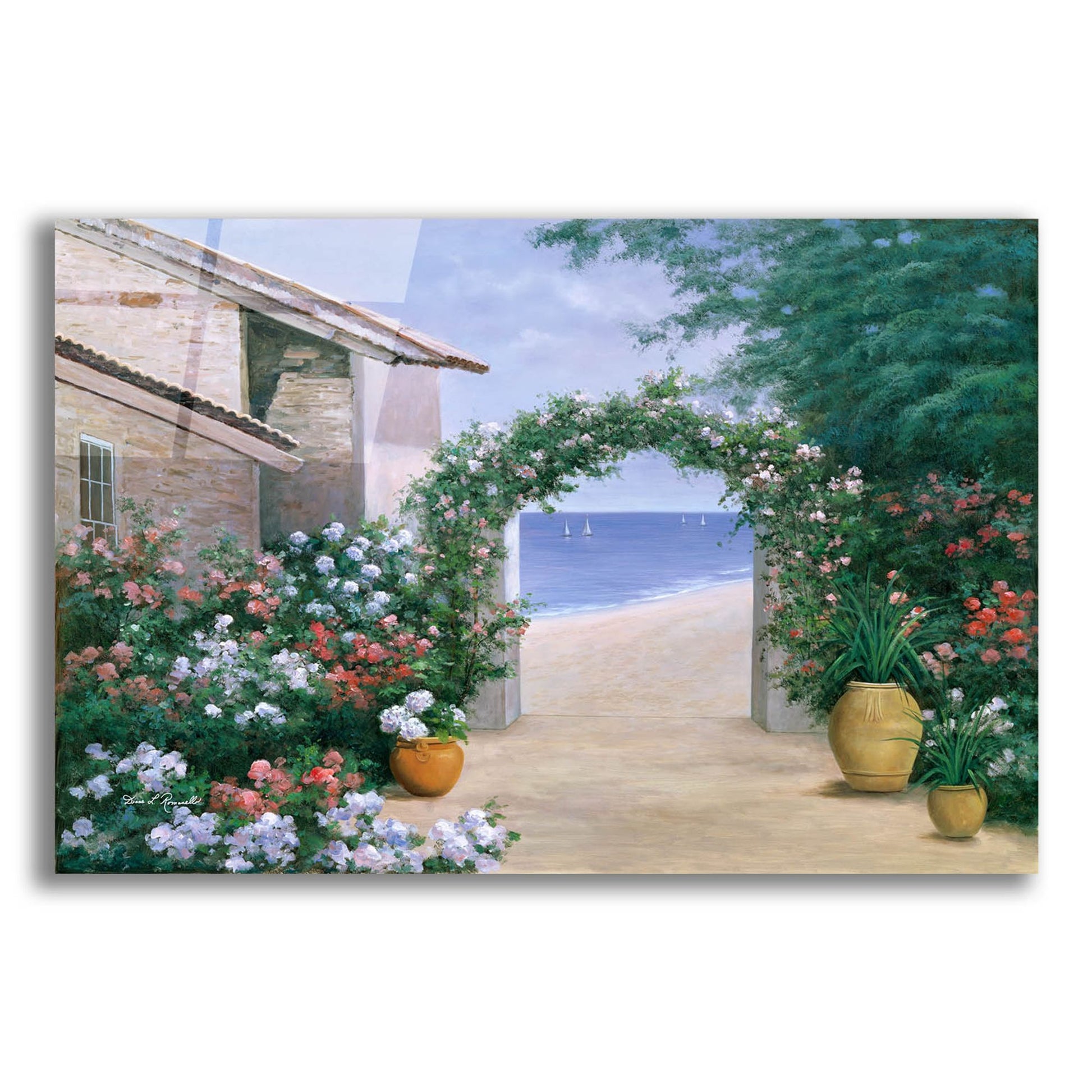 Epic Art ' Seaside Trellis' by Diane Romanello, Acrylic Glass Wall Art,16x12