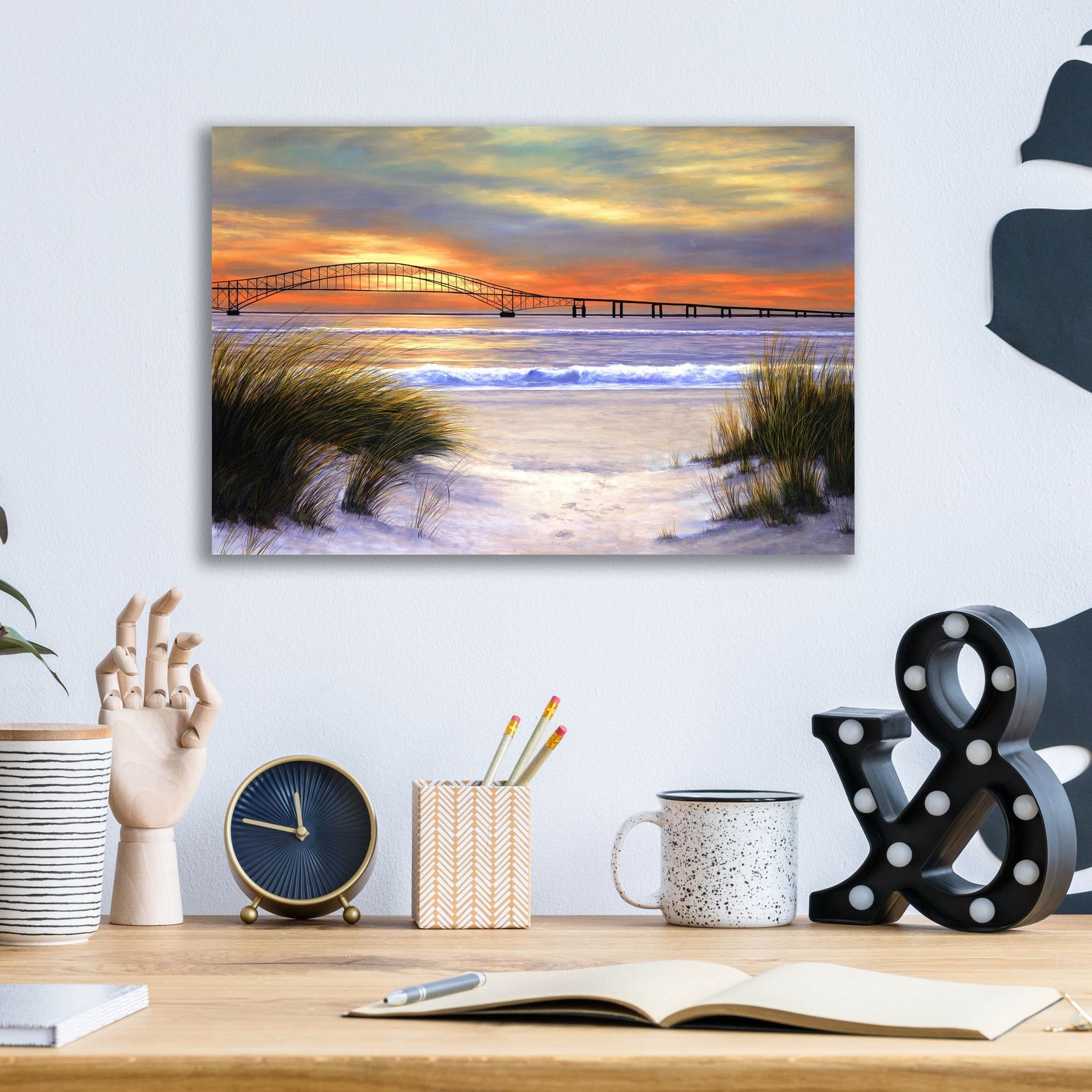 Epic Art ' Sunset over Robert Moses' by Diane Romanello, Acrylic Glass Wall Art,16x12