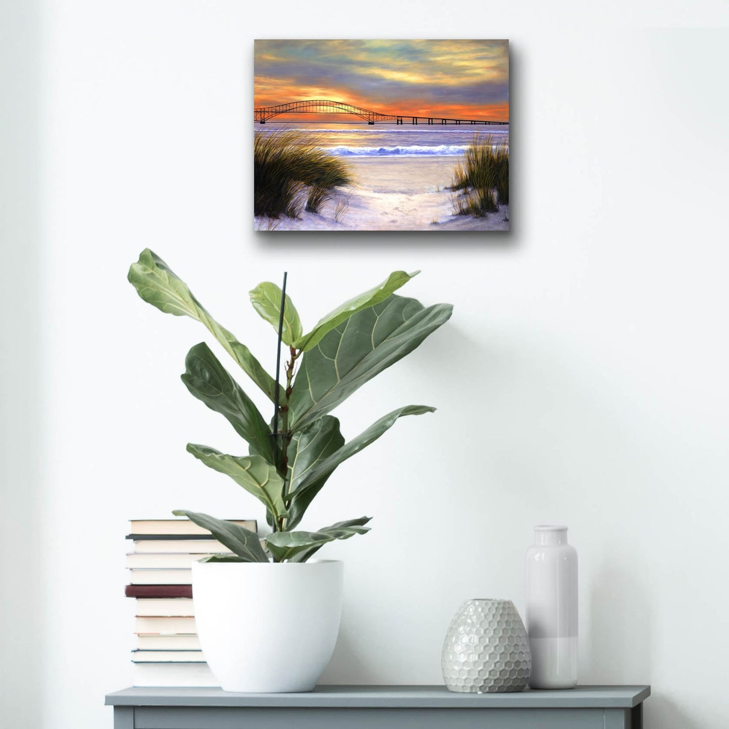 Epic Art ' Sunset over Robert Moses' by Diane Romanello, Acrylic Glass Wall Art,16x12