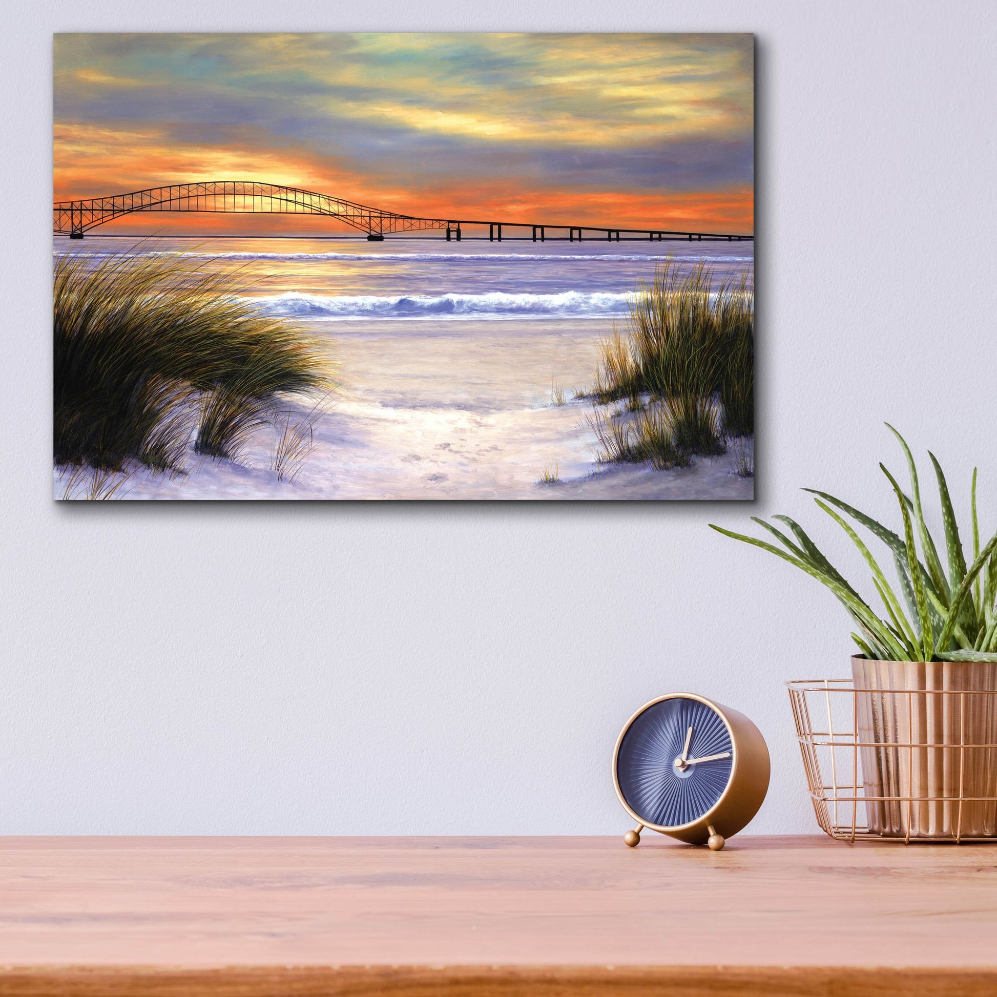 Epic Art ' Sunset over Robert Moses' by Diane Romanello, Acrylic Glass Wall Art,16x12