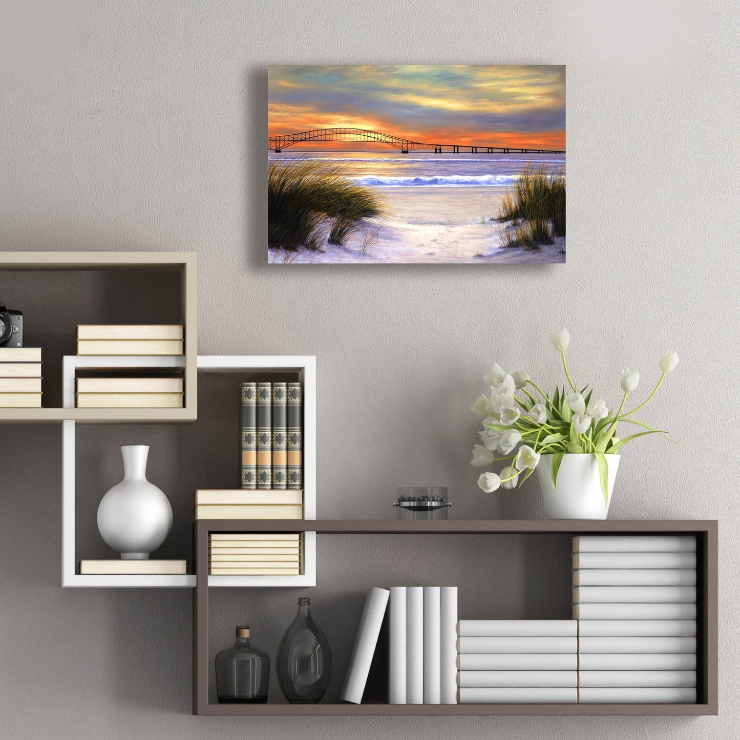 Epic Art ' Sunset over Robert Moses' by Diane Romanello, Acrylic Glass Wall Art,24x16