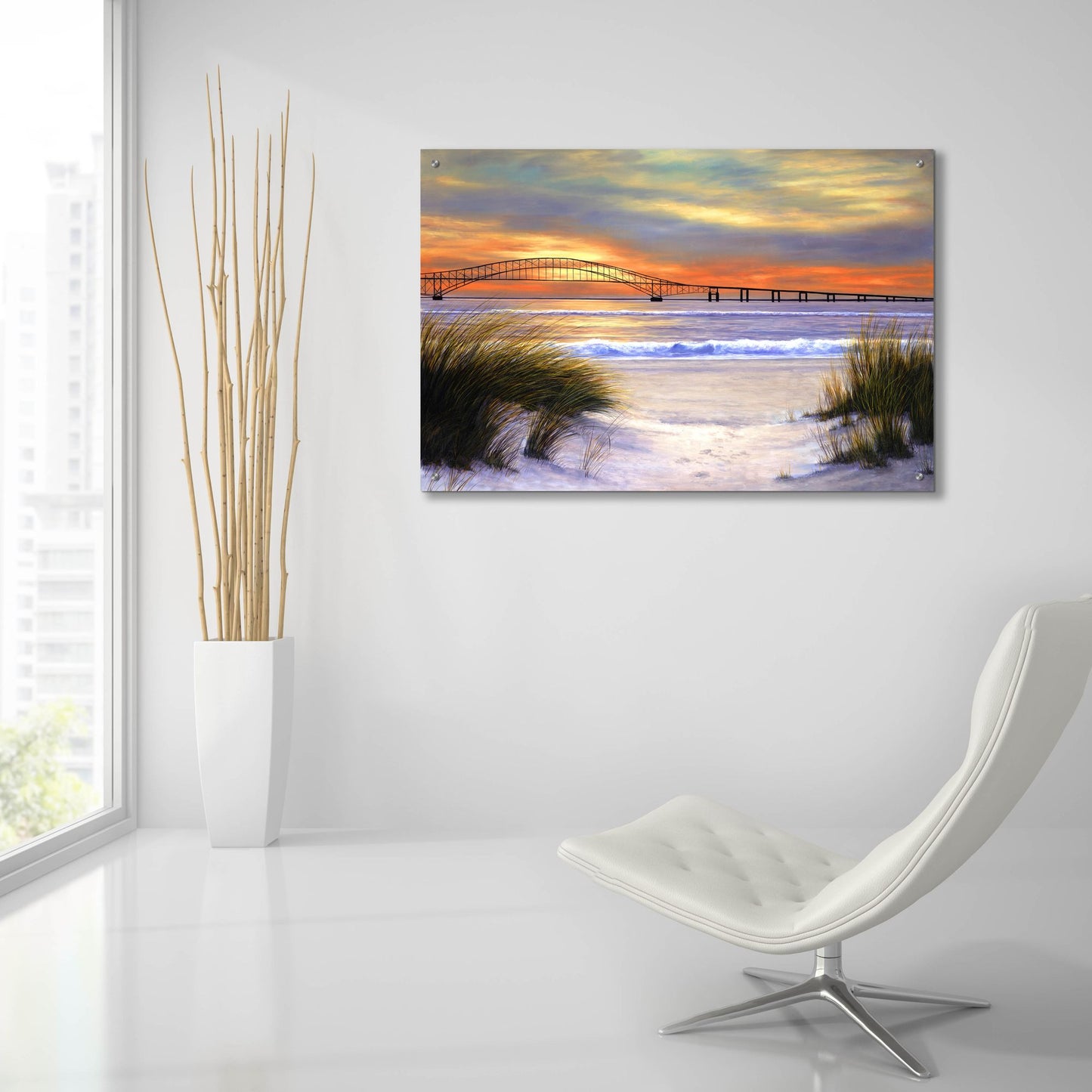 Epic Art ' Sunset over Robert Moses' by Diane Romanello, Acrylic Glass Wall Art,36x24