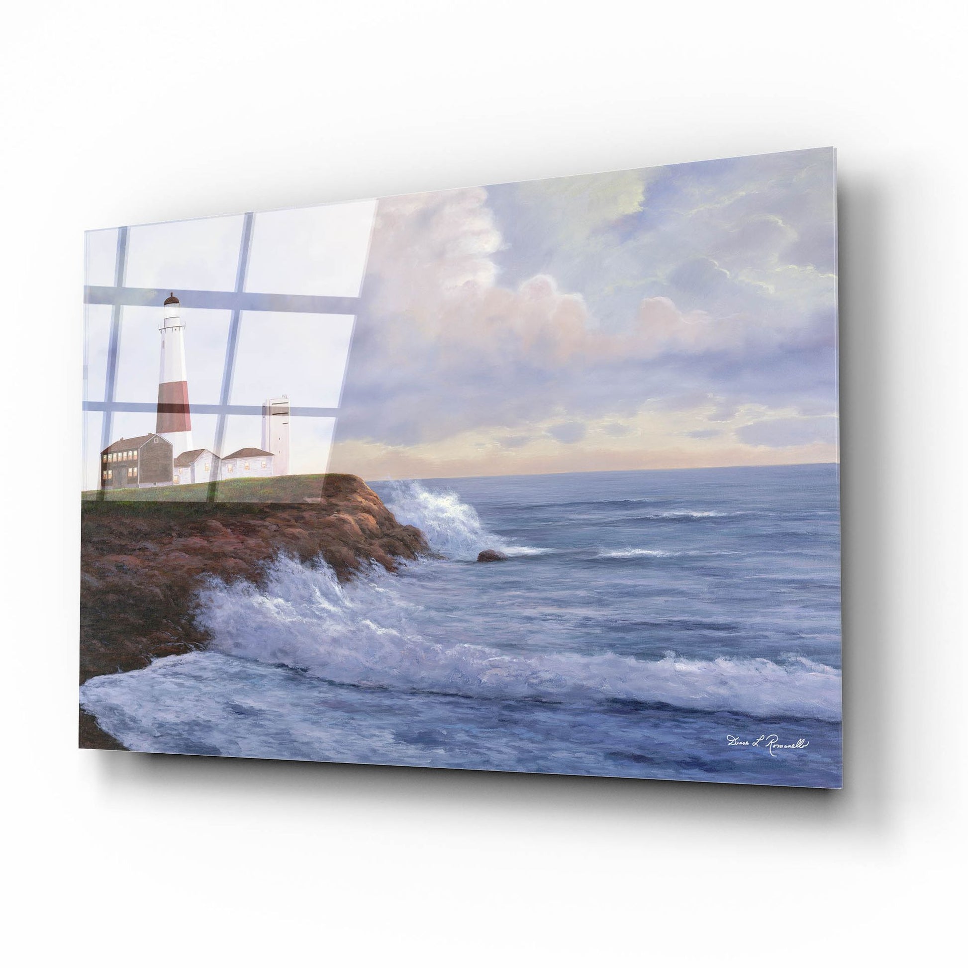Epic Art ' Montauk Lighthouse' by Diane Romanello, Acrylic Glass Wall Art,16x12