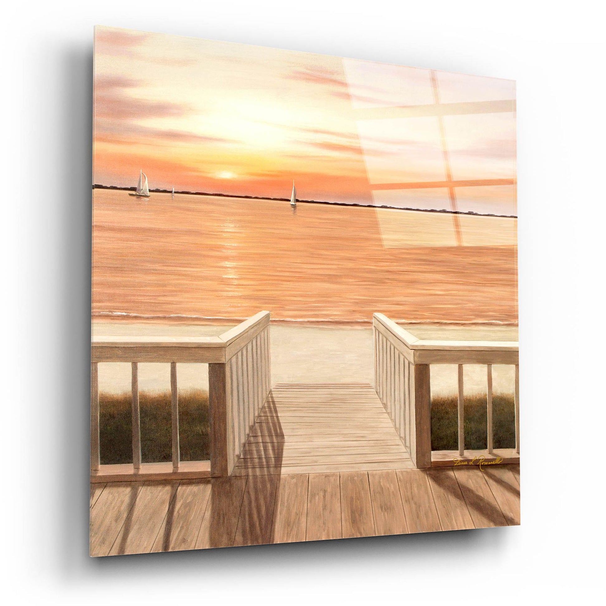 Epic Art ' Sunset Deck' by Diane Romanello, Acrylic Glass Wall Art,12x12