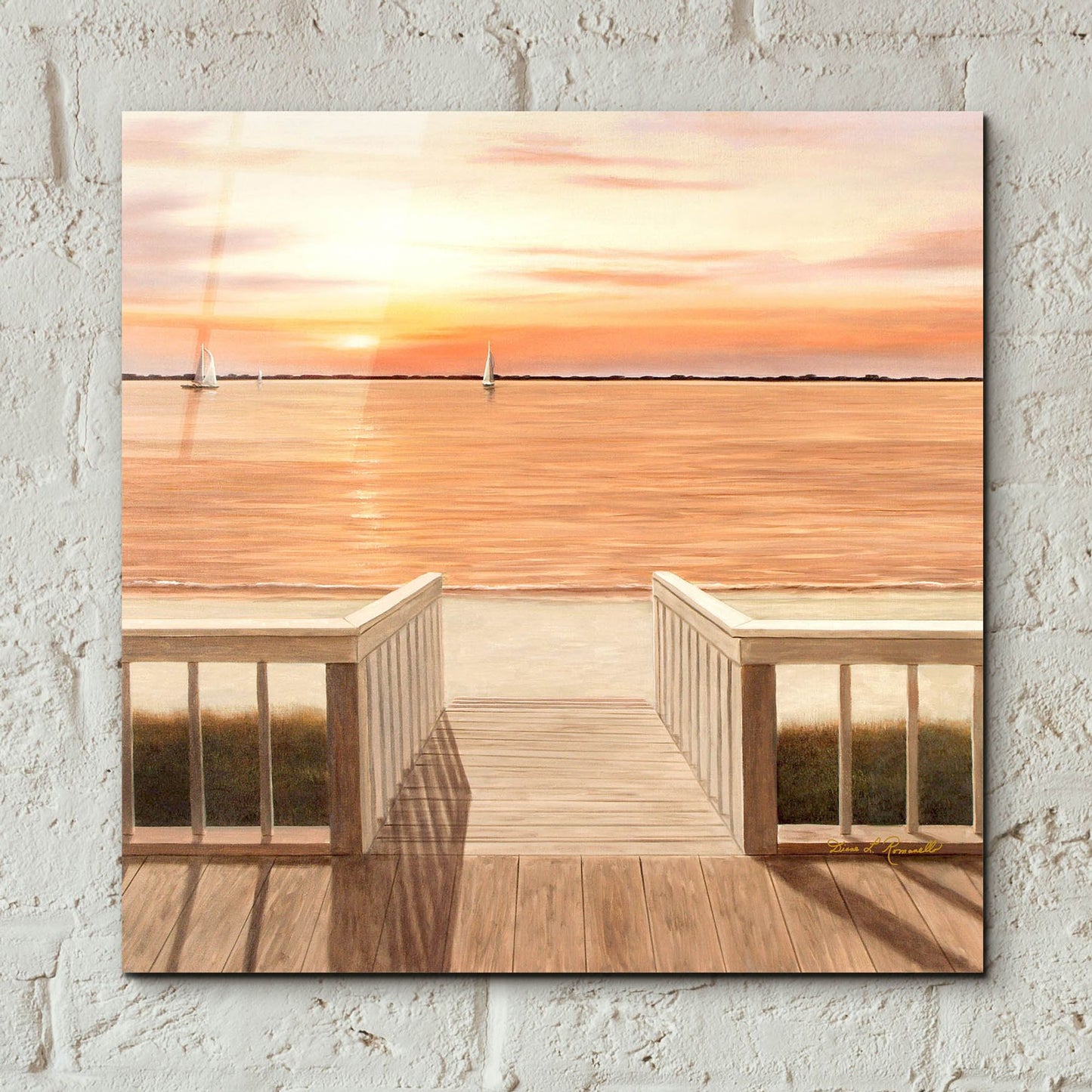 Epic Art ' Sunset Deck' by Diane Romanello, Acrylic Glass Wall Art,12x12