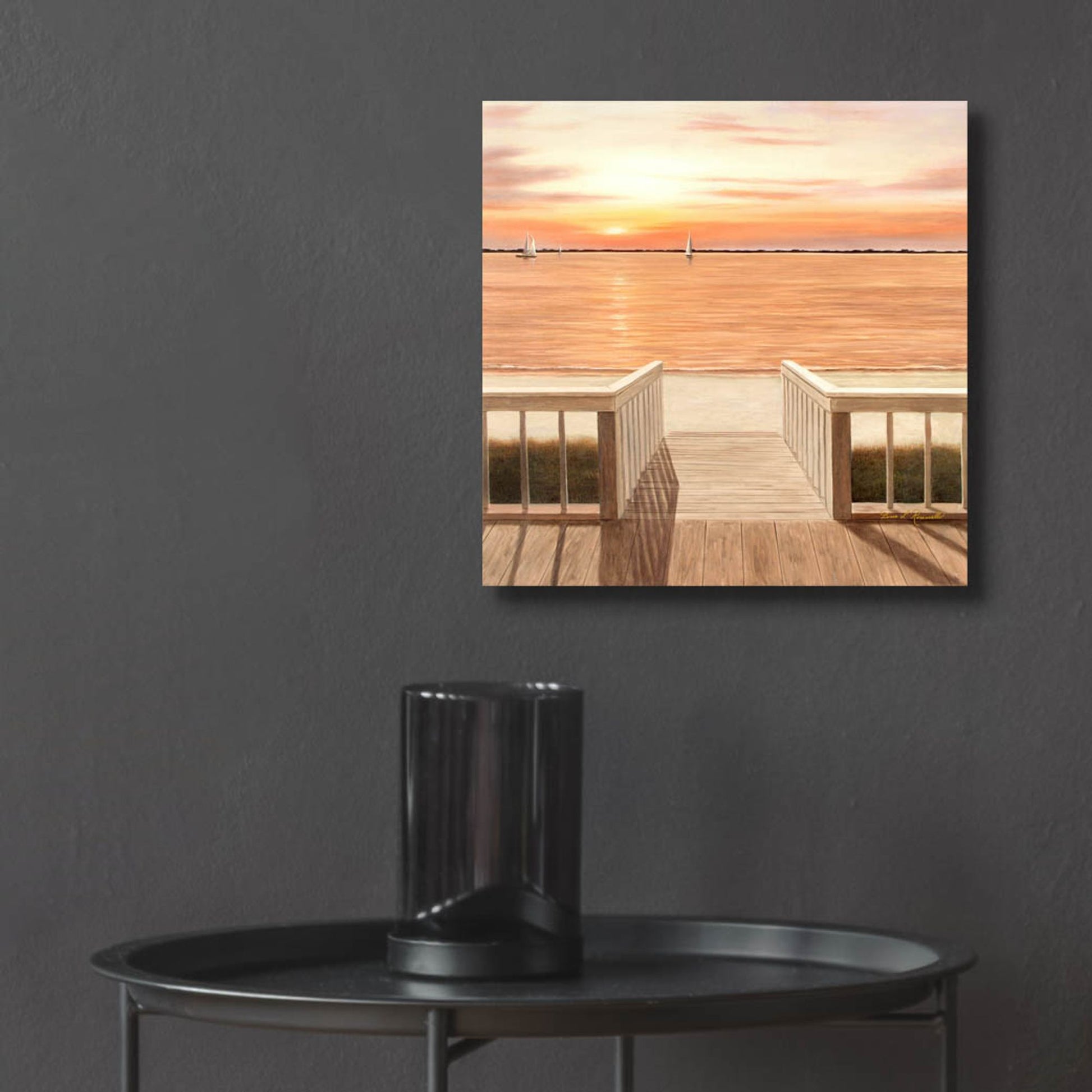 Epic Art ' Sunset Deck' by Diane Romanello, Acrylic Glass Wall Art,12x12