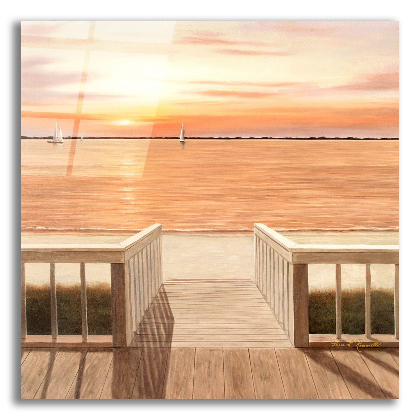 Epic Art ' Sunset Deck' by Diane Romanello, Acrylic Glass Wall Art,12x12