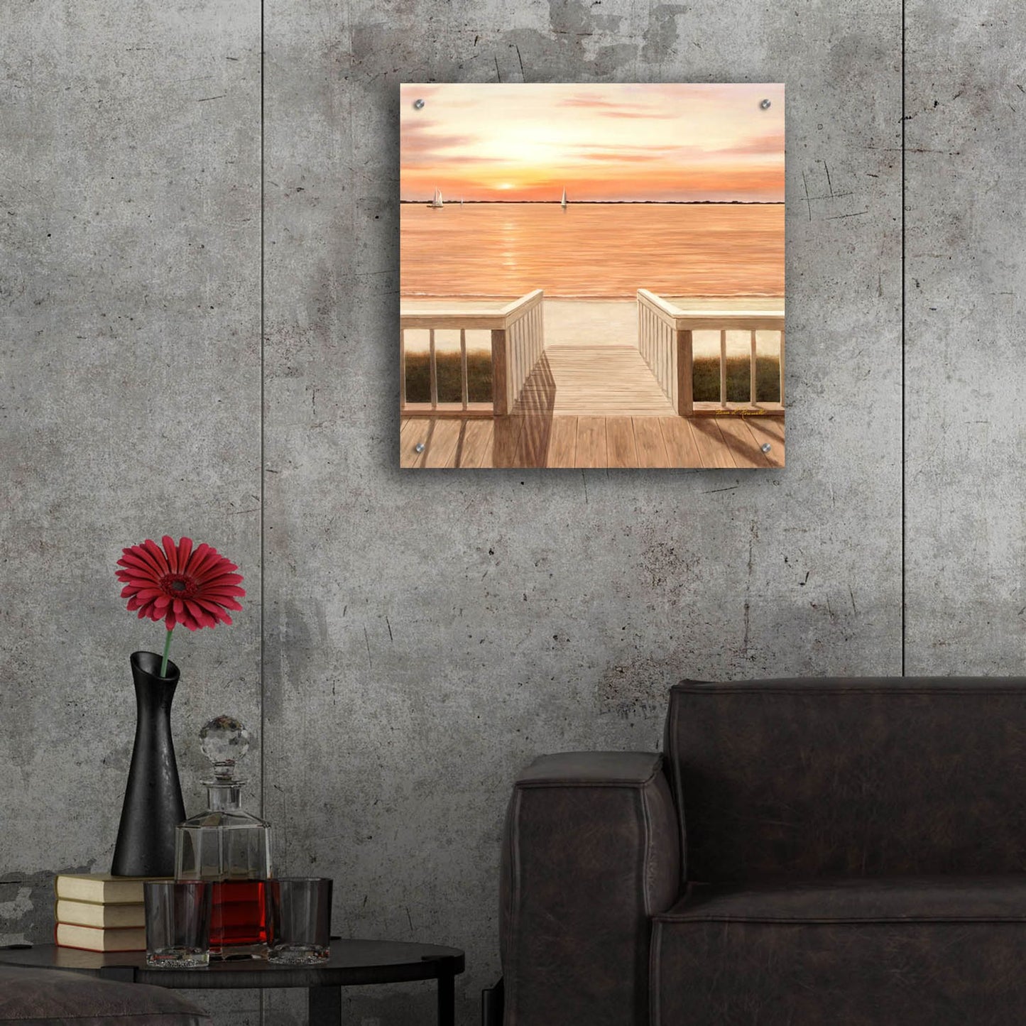 Epic Art ' Sunset Deck' by Diane Romanello, Acrylic Glass Wall Art,24x24