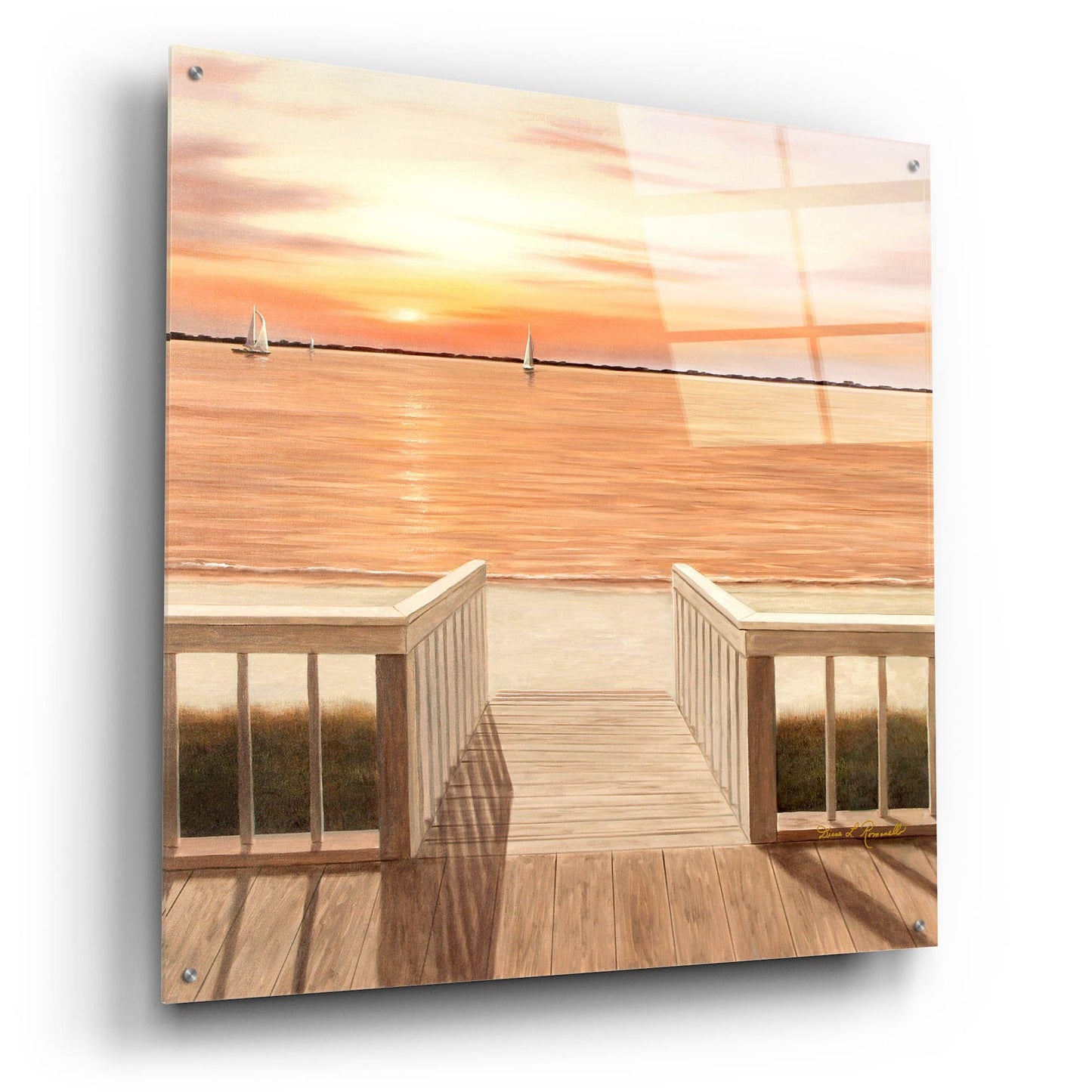 Epic Art ' Sunset Deck' by Diane Romanello, Acrylic Glass Wall Art,36x36