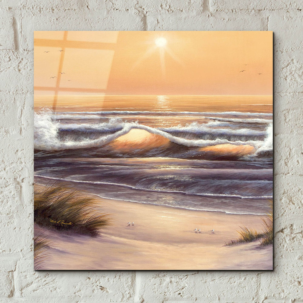 Epic Art ' Golden Waves' by Diane Romanello, Acrylic Glass Wall Art,12x12