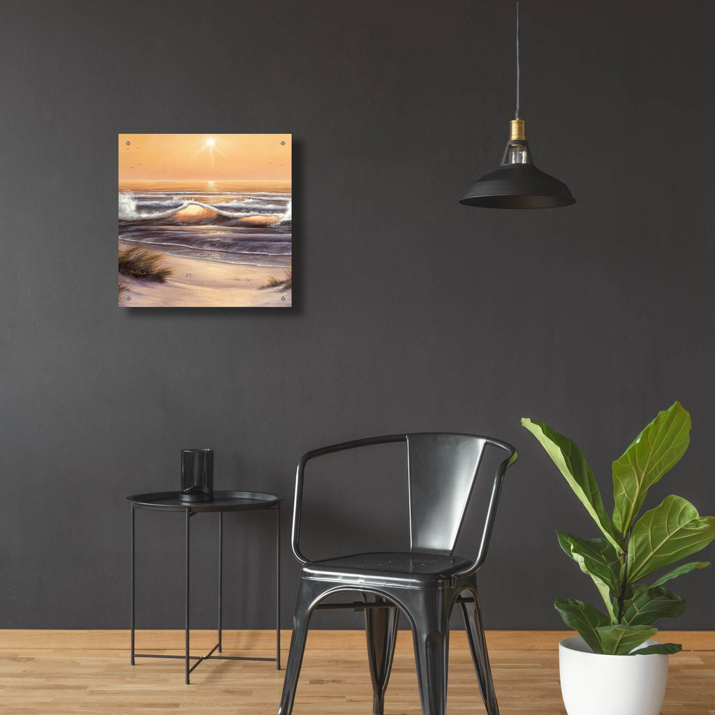 Epic Art ' Golden Waves' by Diane Romanello, Acrylic Glass Wall Art,24x24