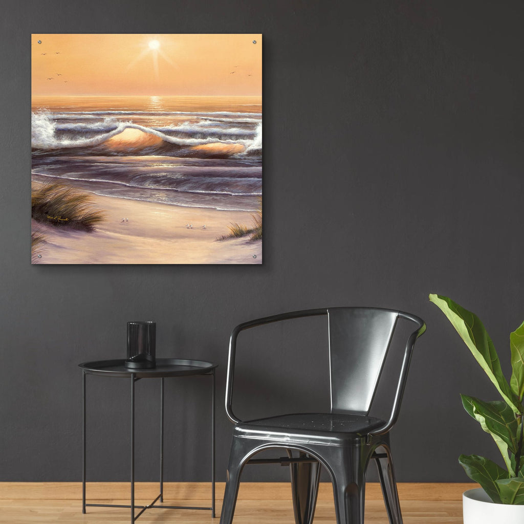 Epic Art ' Golden Waves' by Diane Romanello, Acrylic Glass Wall Art,36x36