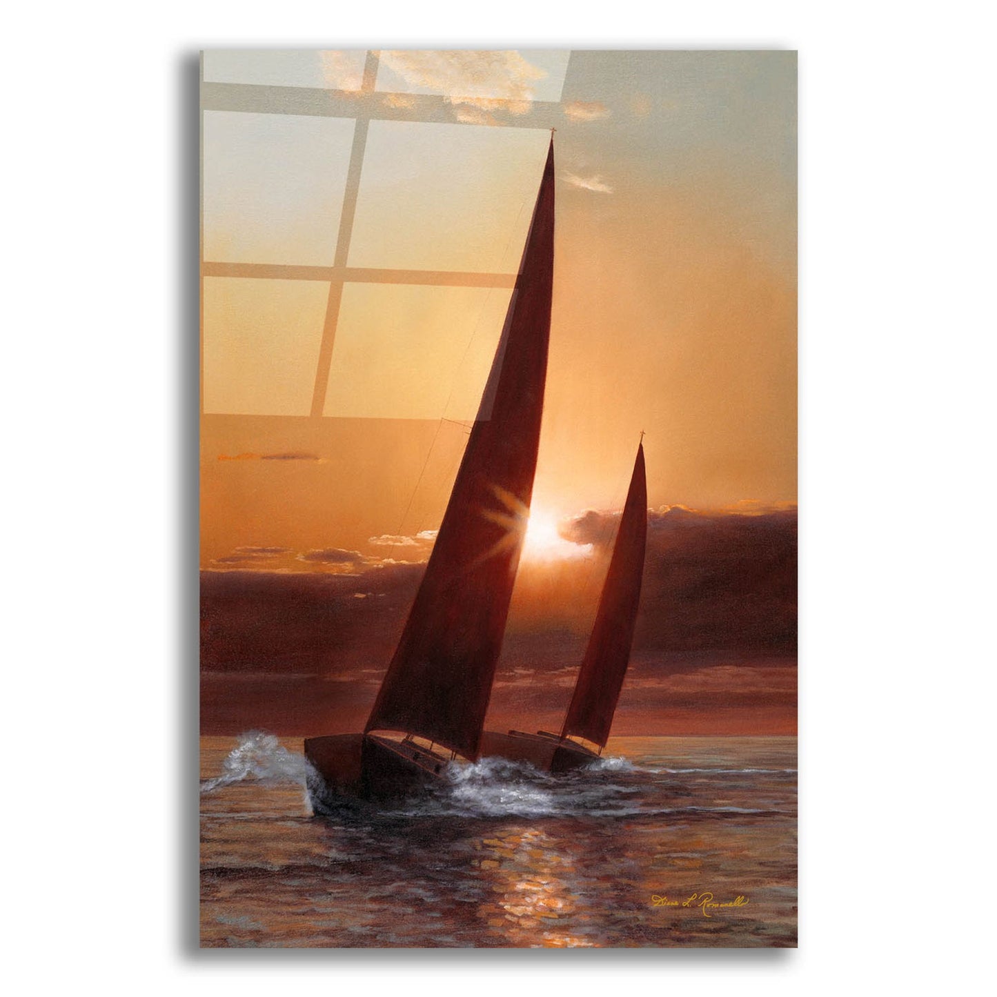 Epic Art ' Red Sails' by Diane Romanello, Acrylic Glass Wall Art,16x24