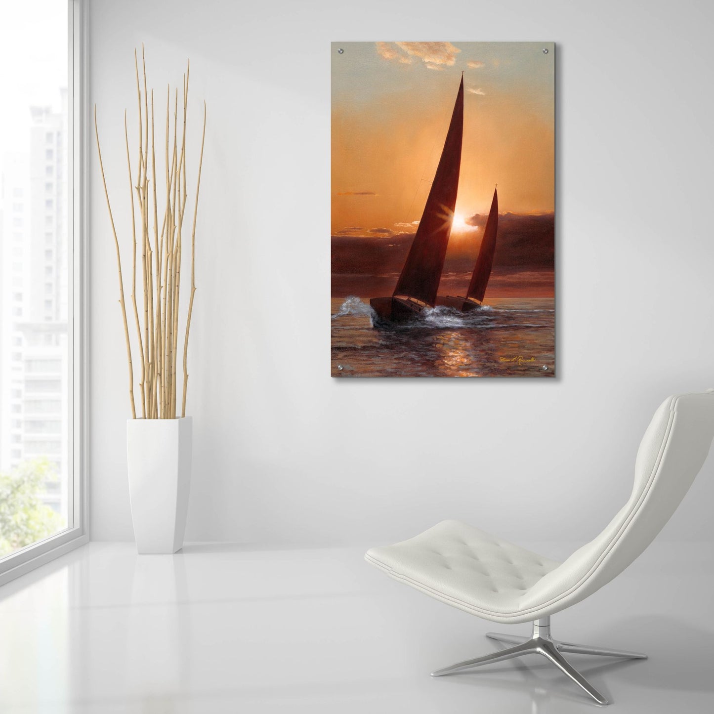 Epic Art ' Red Sails' by Diane Romanello, Acrylic Glass Wall Art,24x36