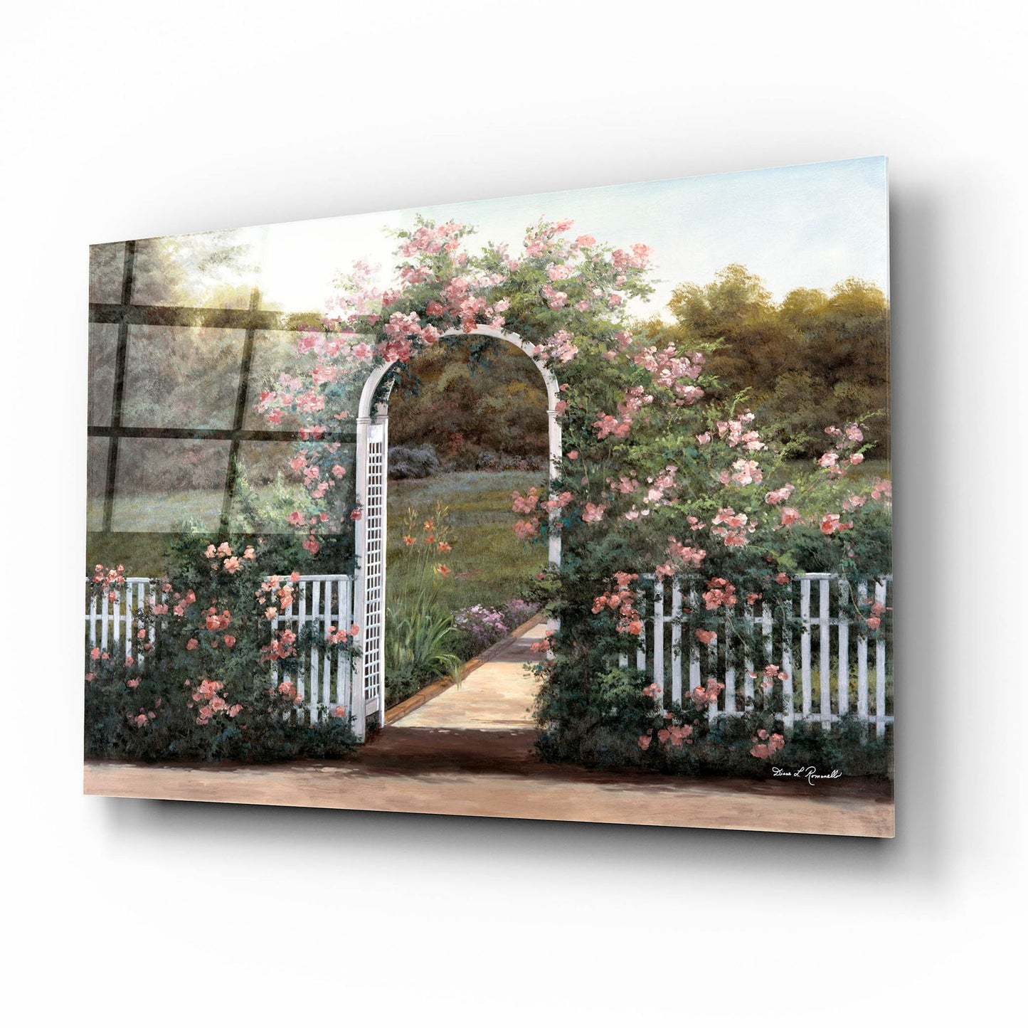 Epic Art ' Rose Trellis' by Diane Romanello, Acrylic Glass Wall Art,16x12