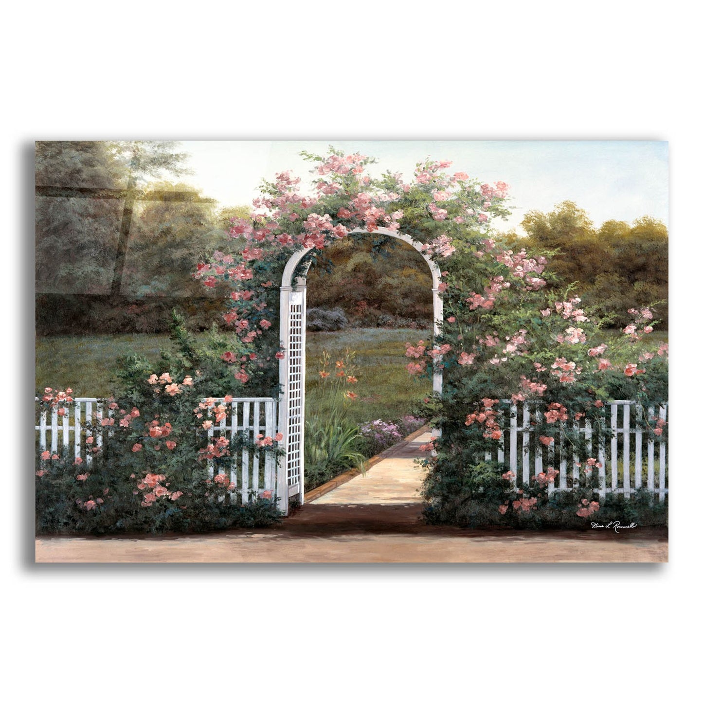 Epic Art ' Rose Trellis' by Diane Romanello, Acrylic Glass Wall Art,16x12