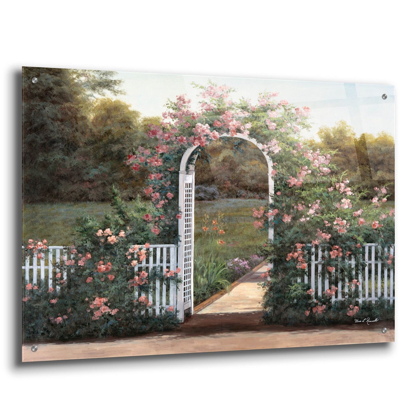 Epic Art ' Rose Trellis' by Diane Romanello, Acrylic Glass Wall Art,36x24