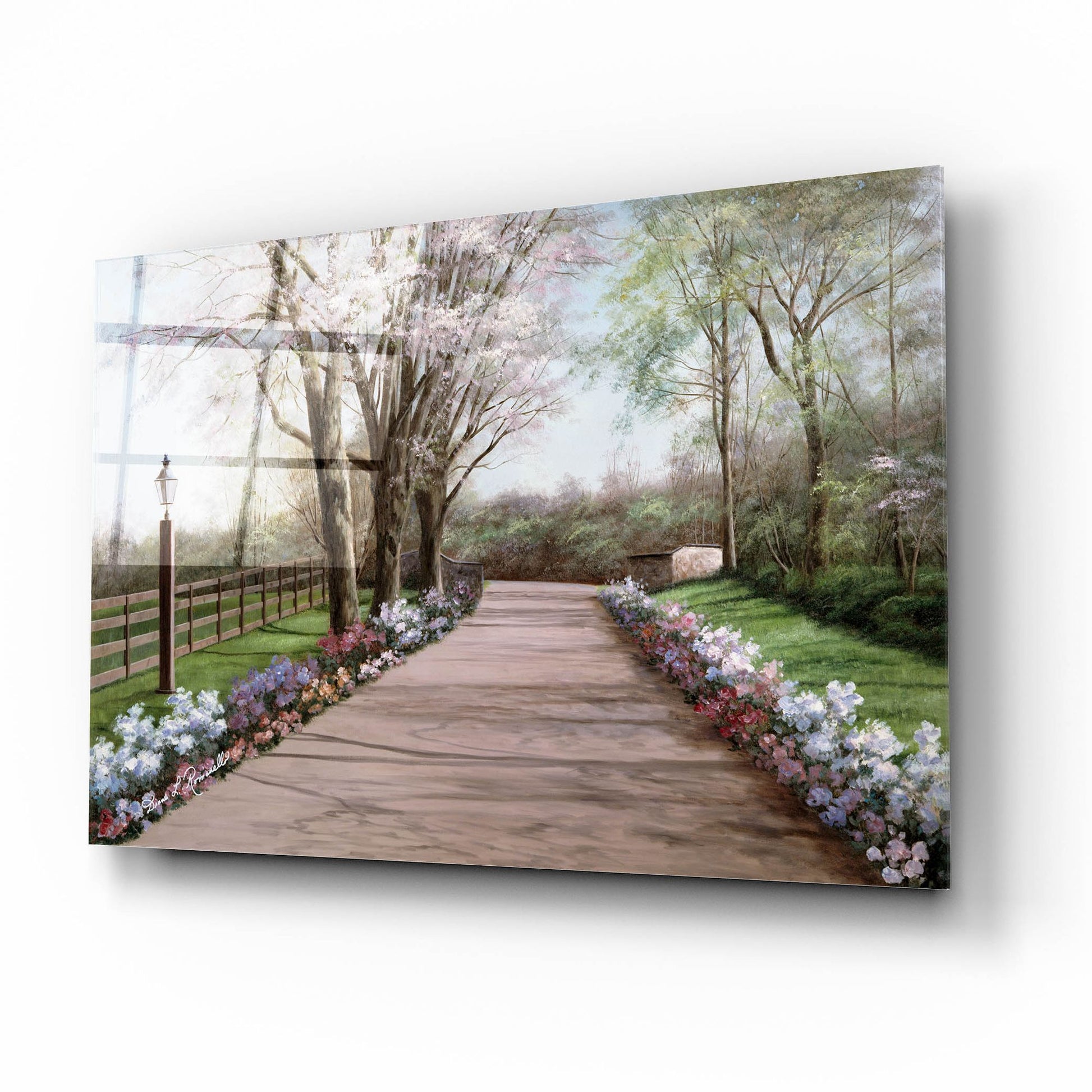 Epic Art ' Country Lane' by Diane Romanello, Acrylic Glass Wall Art,16x12