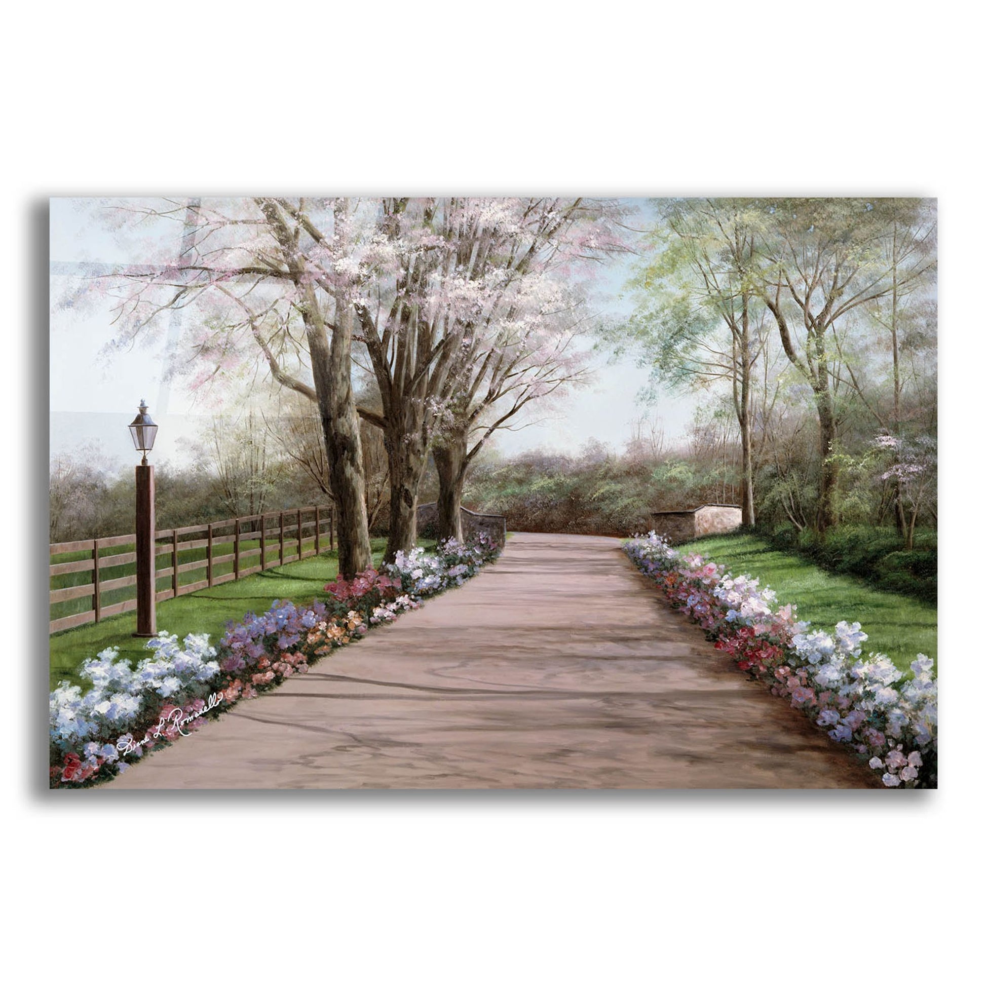 Epic Art ' Country Lane' by Diane Romanello, Acrylic Glass Wall Art,16x12