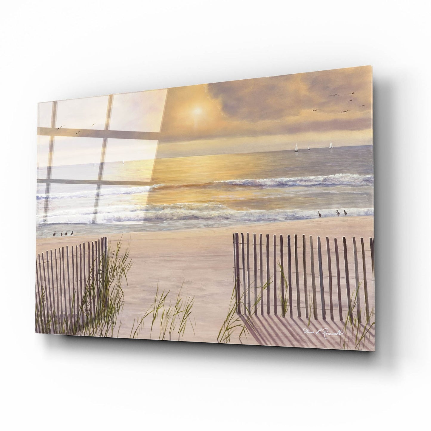 Epic Art ' Beach Light' by Diane Romanello, Acrylic Glass Wall Art,16x12