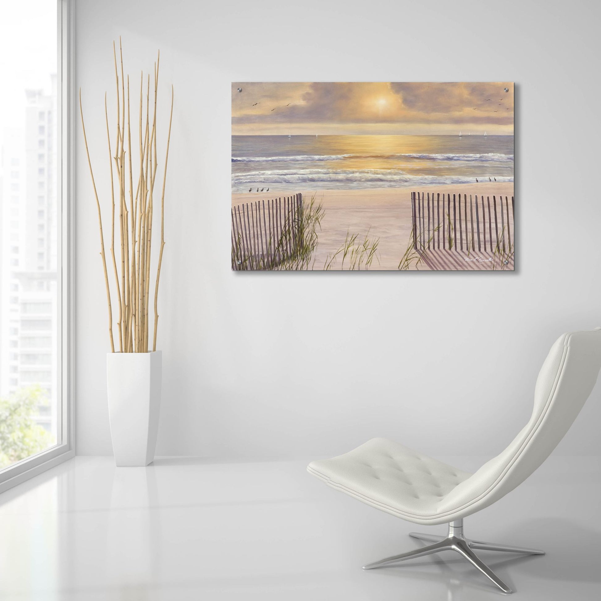 Epic Art ' Beach Light' by Diane Romanello, Acrylic Glass Wall Art,36x24