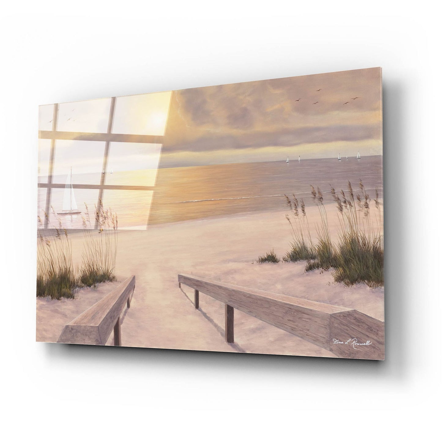 Epic Art ' Beach Glow' by Diane Romanello, Acrylic Glass Wall Art,24x16