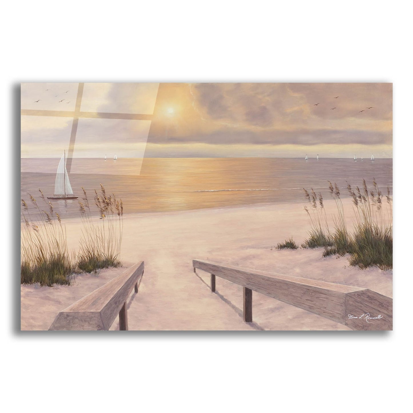 Epic Art ' Beach Glow' by Diane Romanello, Acrylic Glass Wall Art,24x16