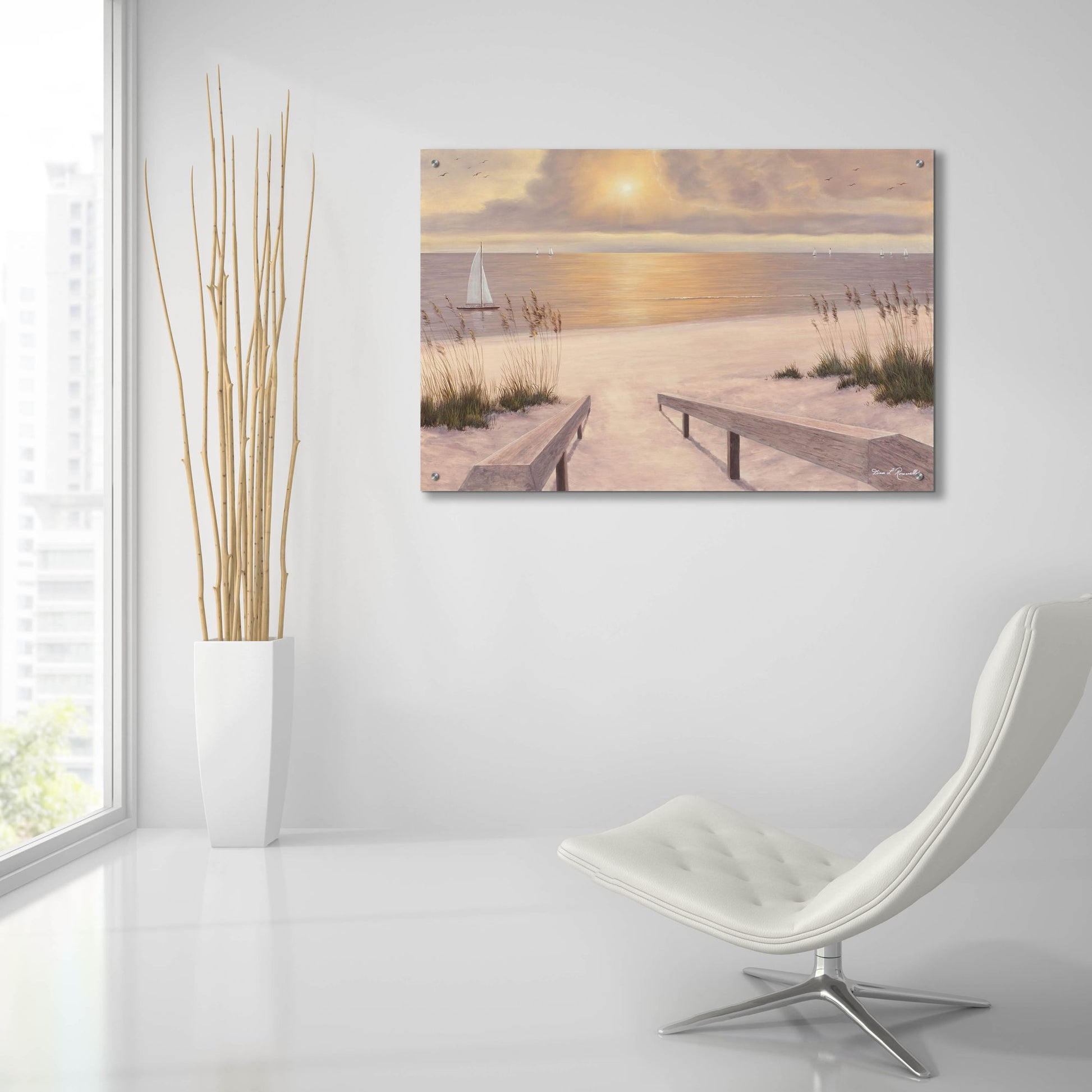 Epic Art ' Beach Glow' by Diane Romanello, Acrylic Glass Wall Art,36x24