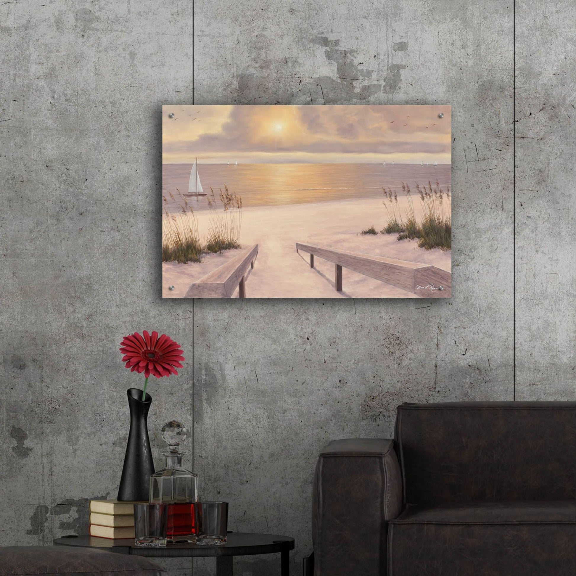 Epic Art ' Beach Glow' by Diane Romanello, Acrylic Glass Wall Art,36x24