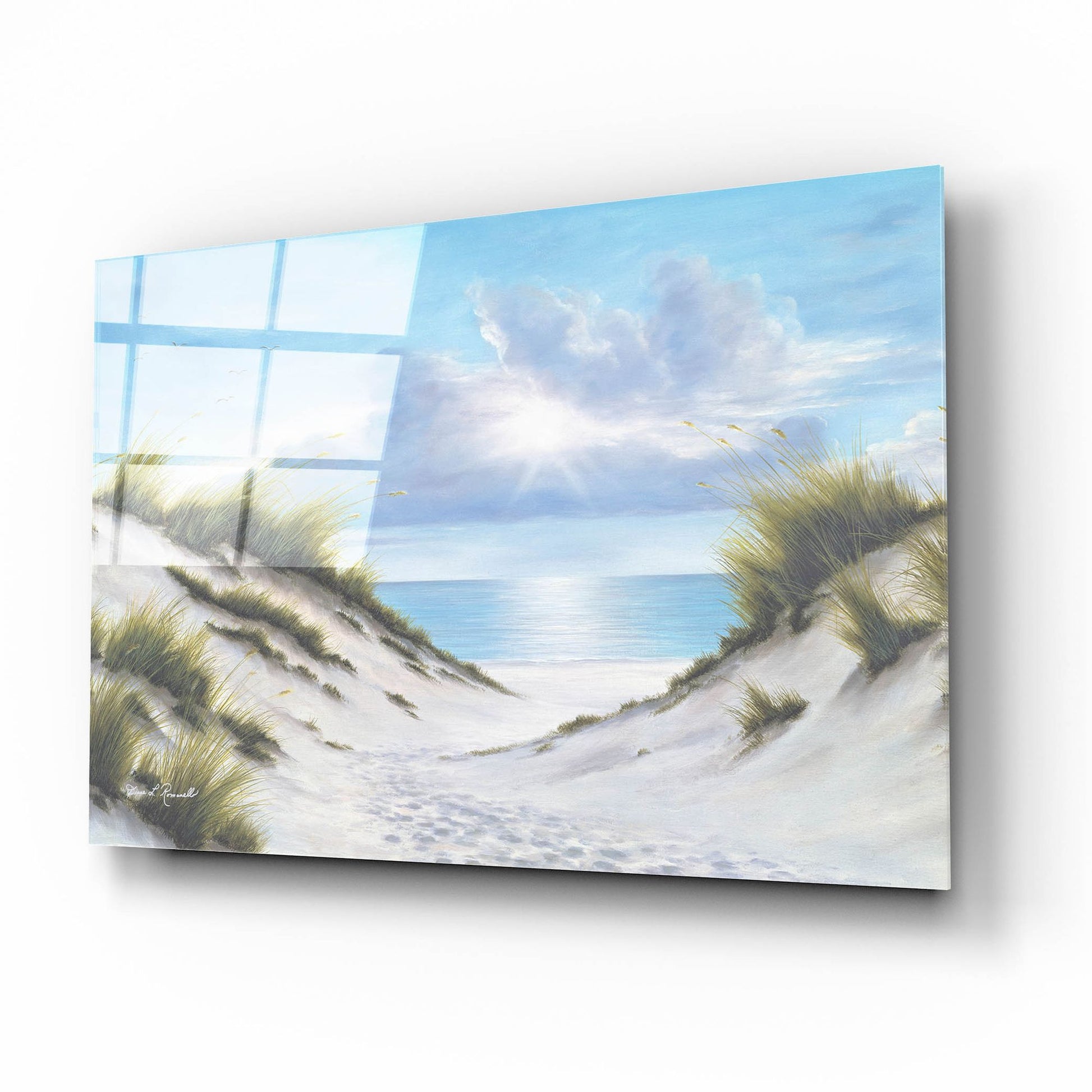 Epic Art ' Sand and Sea' by Diane Romanello, Acrylic Glass Wall Art,16x12