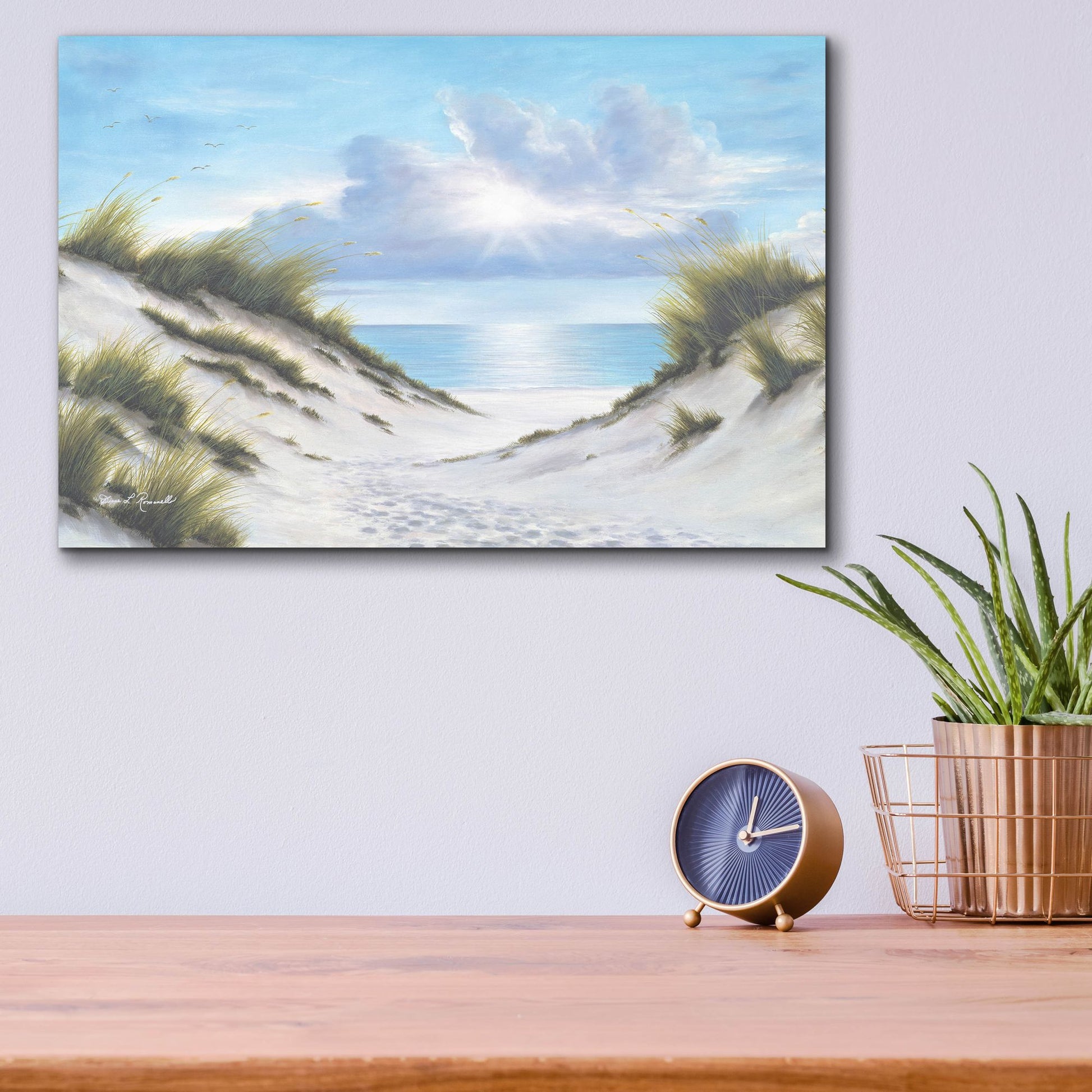 Epic Art ' Sand and Sea' by Diane Romanello, Acrylic Glass Wall Art,16x12