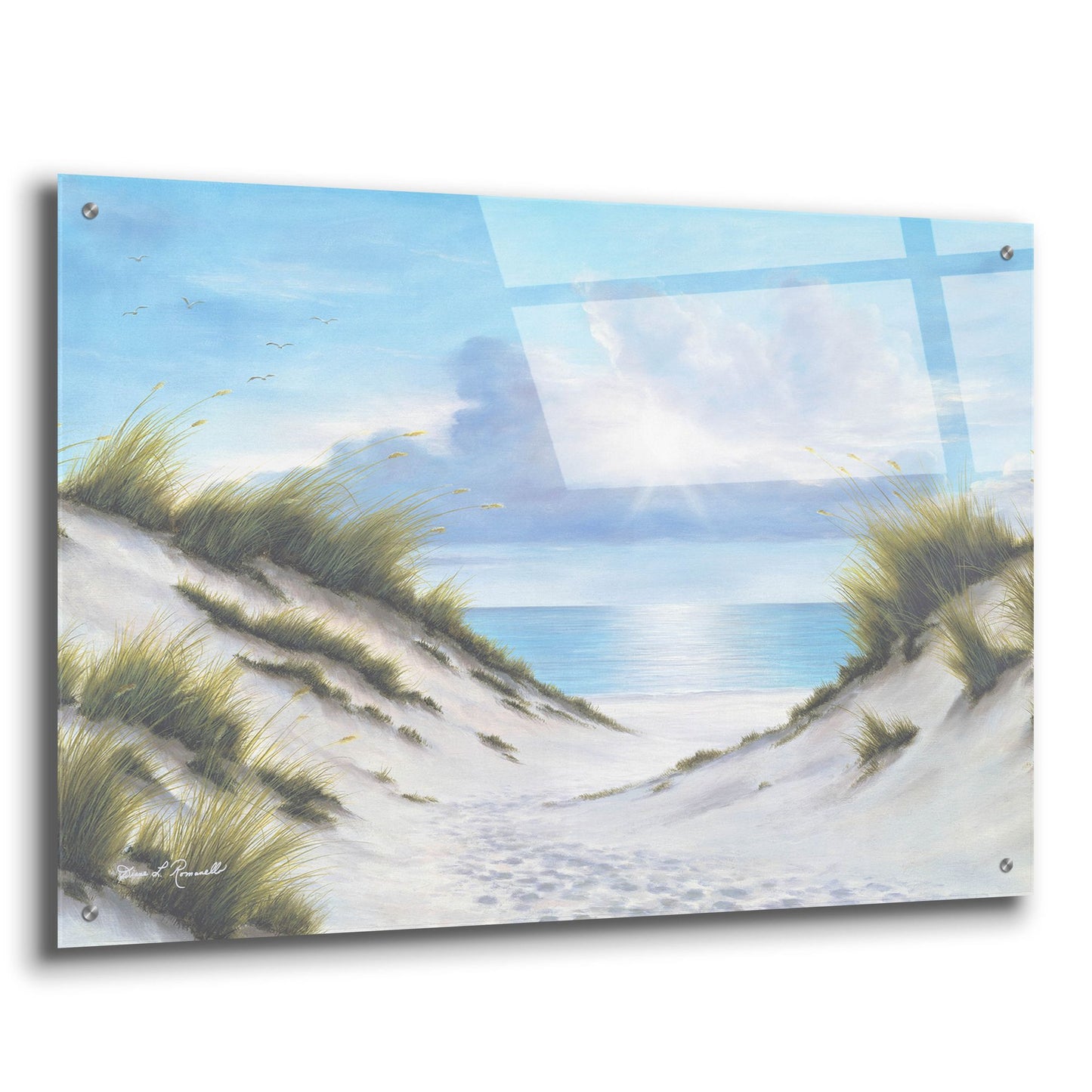 Epic Art ' Sand and Sea' by Diane Romanello, Acrylic Glass Wall Art,36x24