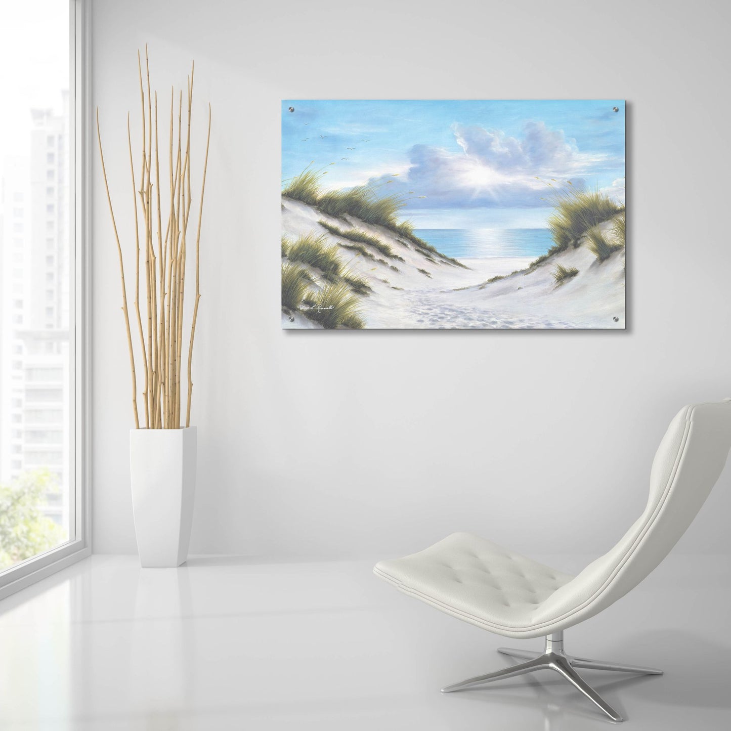 Epic Art ' Sand and Sea' by Diane Romanello, Acrylic Glass Wall Art,36x24