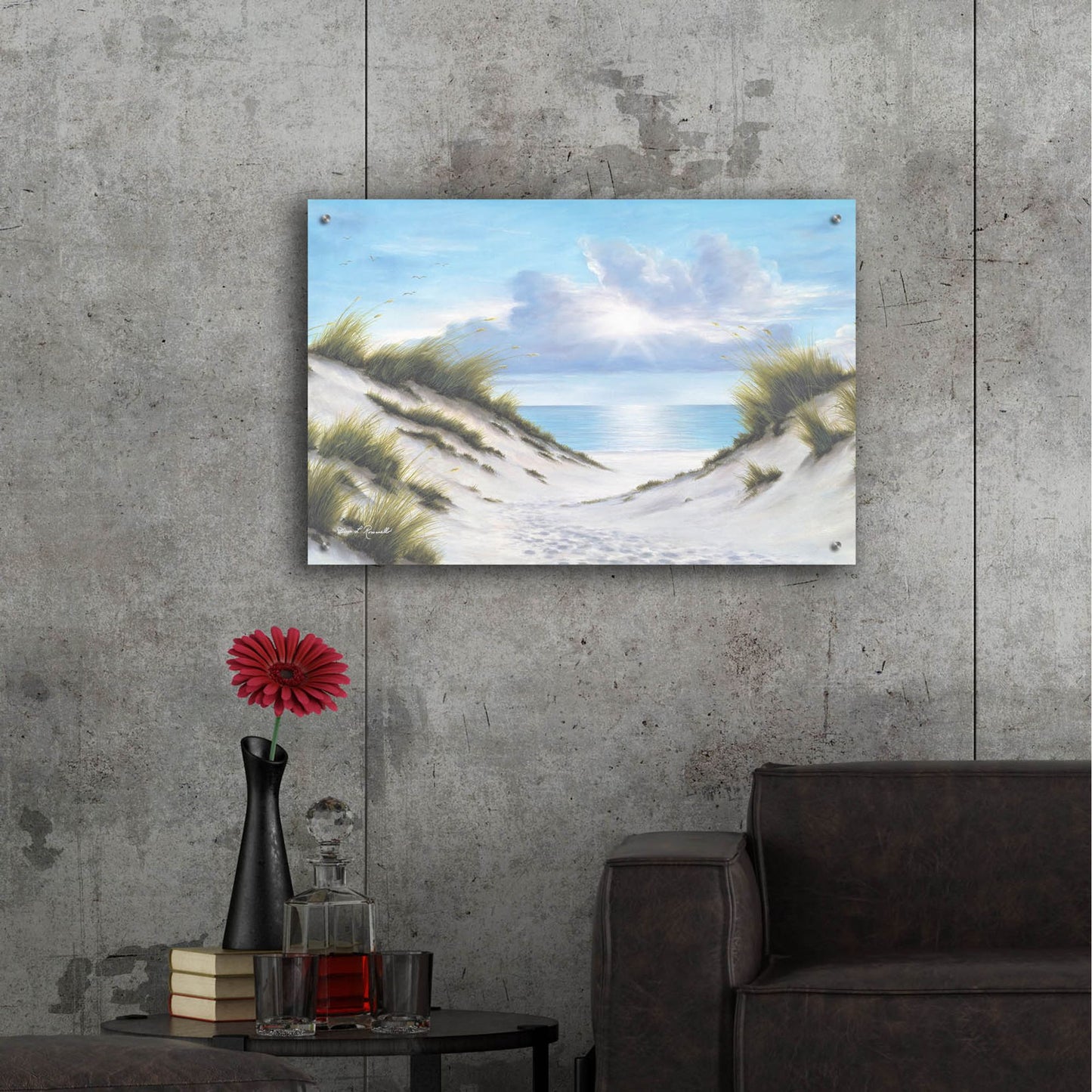 Epic Art ' Sand and Sea' by Diane Romanello, Acrylic Glass Wall Art,36x24