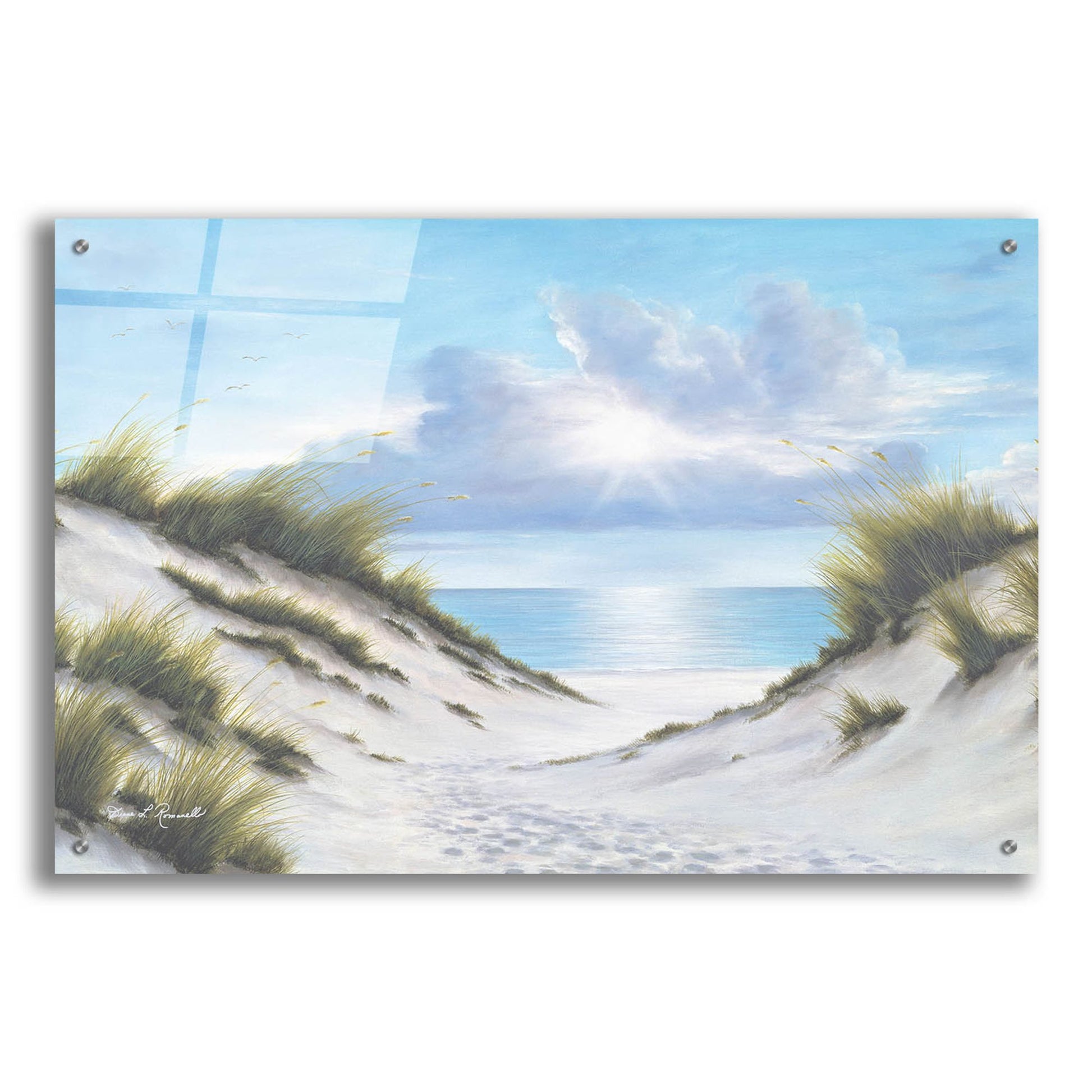 Epic Art ' Sand and Sea' by Diane Romanello, Acrylic Glass Wall Art,36x24