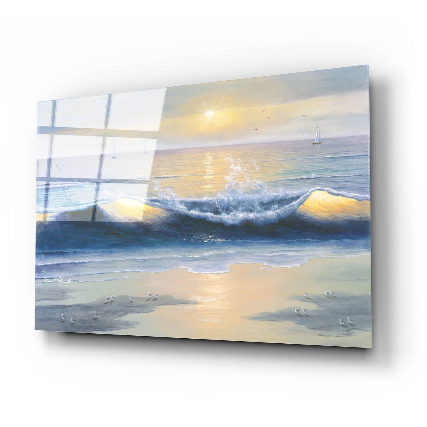 Epic Art ' Blue Waves' by Diane Romanello, Acrylic Glass Wall Art,24x16