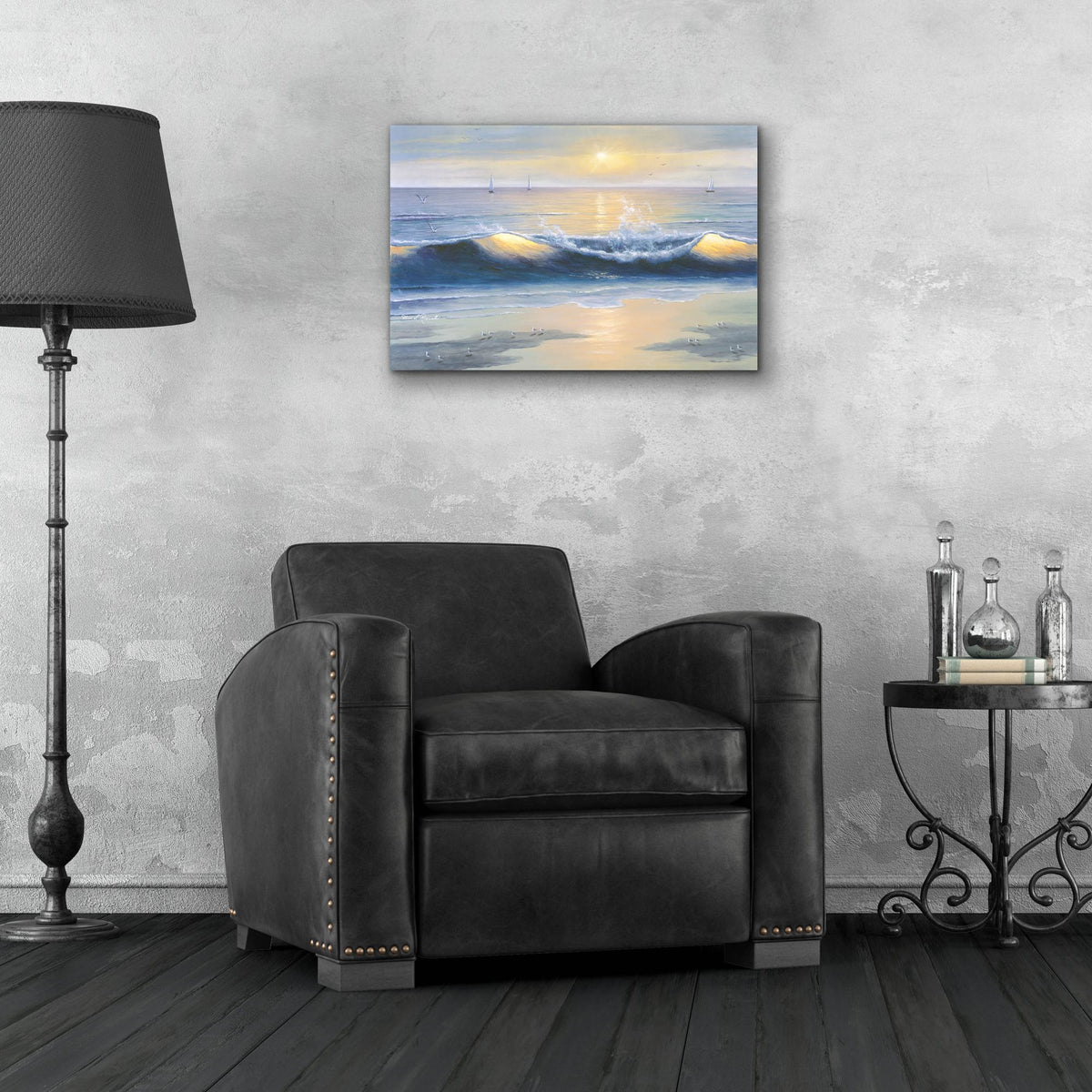 Epic Art ' Blue Waves' by Diane Romanello, Acrylic Glass Wall Art,24x16