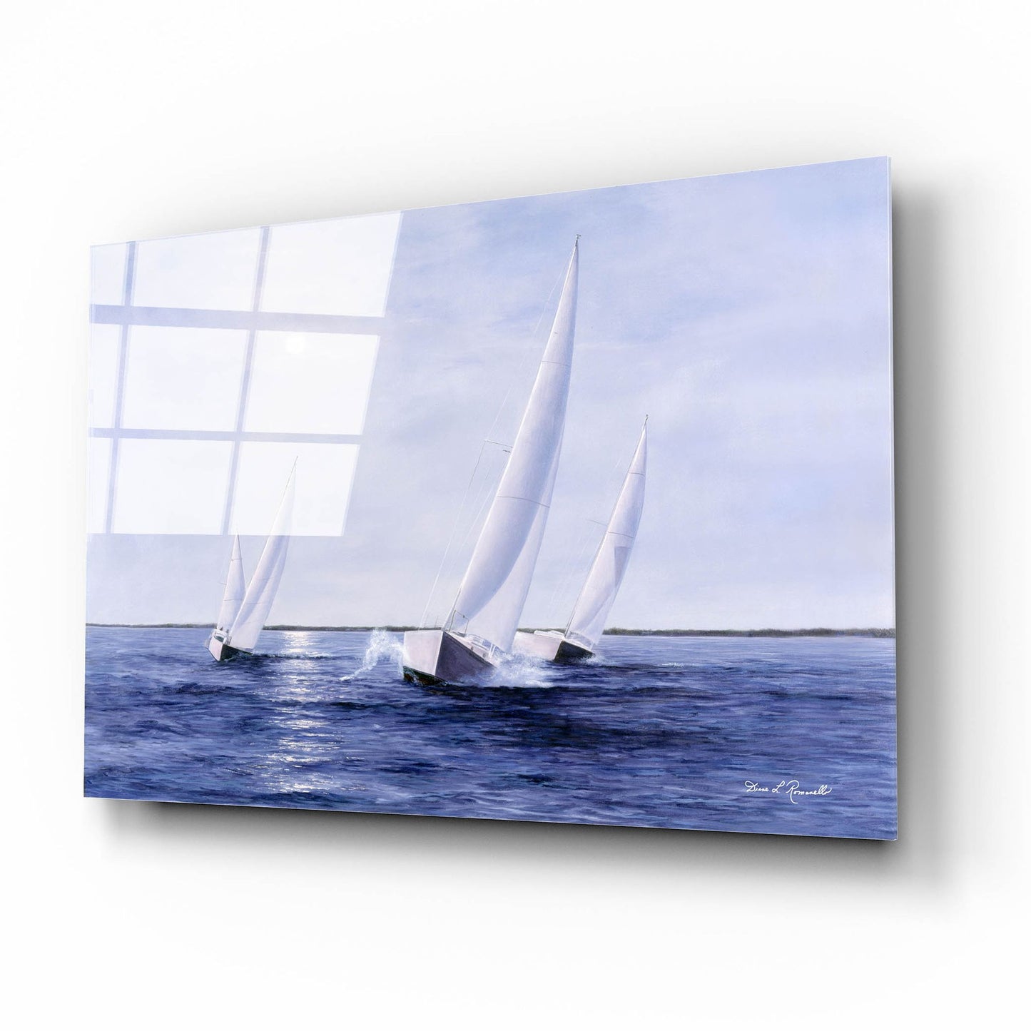 Epic Art ' Blue Sails' by Diane Romanello, Acrylic Glass Wall Art,16x12