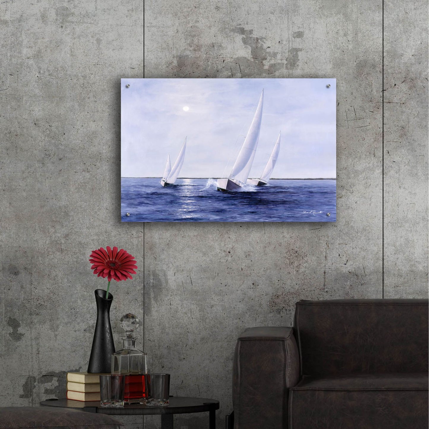 Epic Art ' Blue Sails' by Diane Romanello, Acrylic Glass Wall Art,36x24