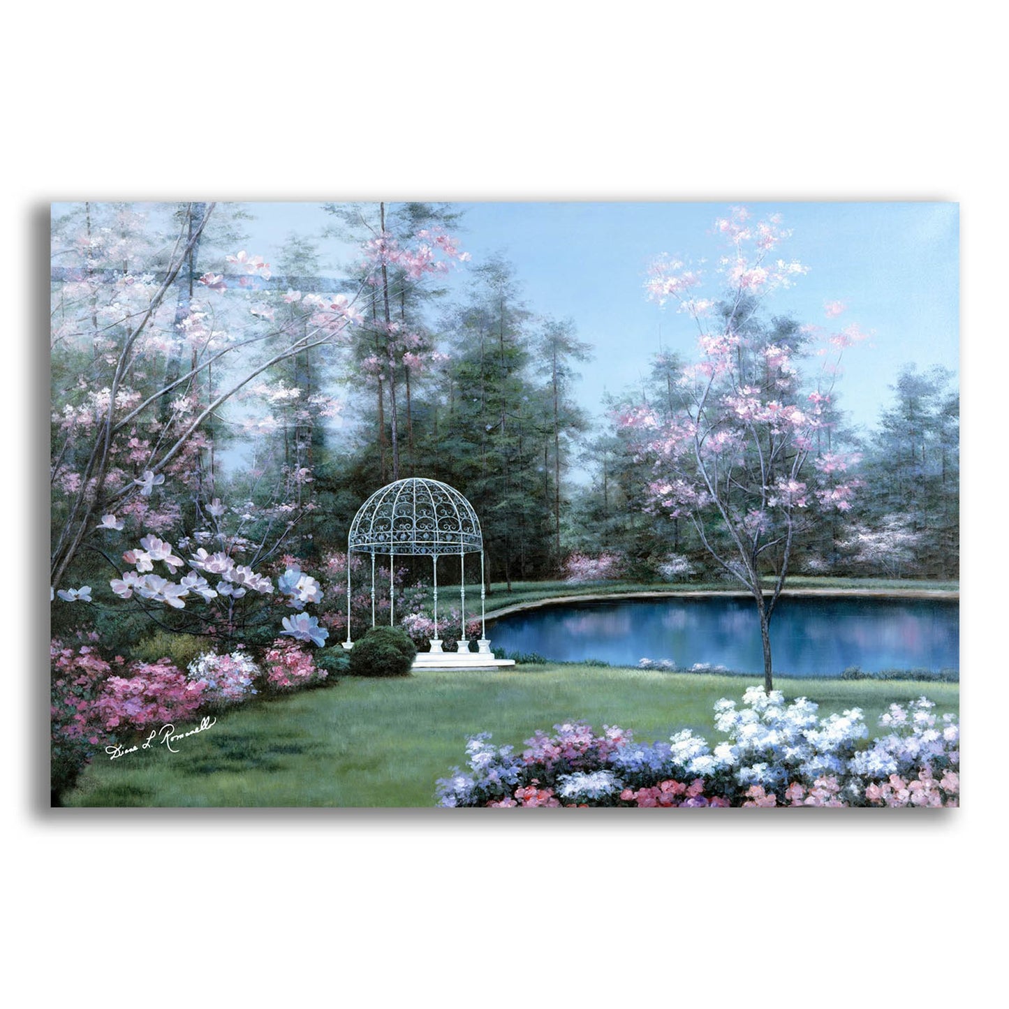 Epic Art ' Lakeside Gazebo' by Diane Romanello, Acrylic Glass Wall Art,16x12