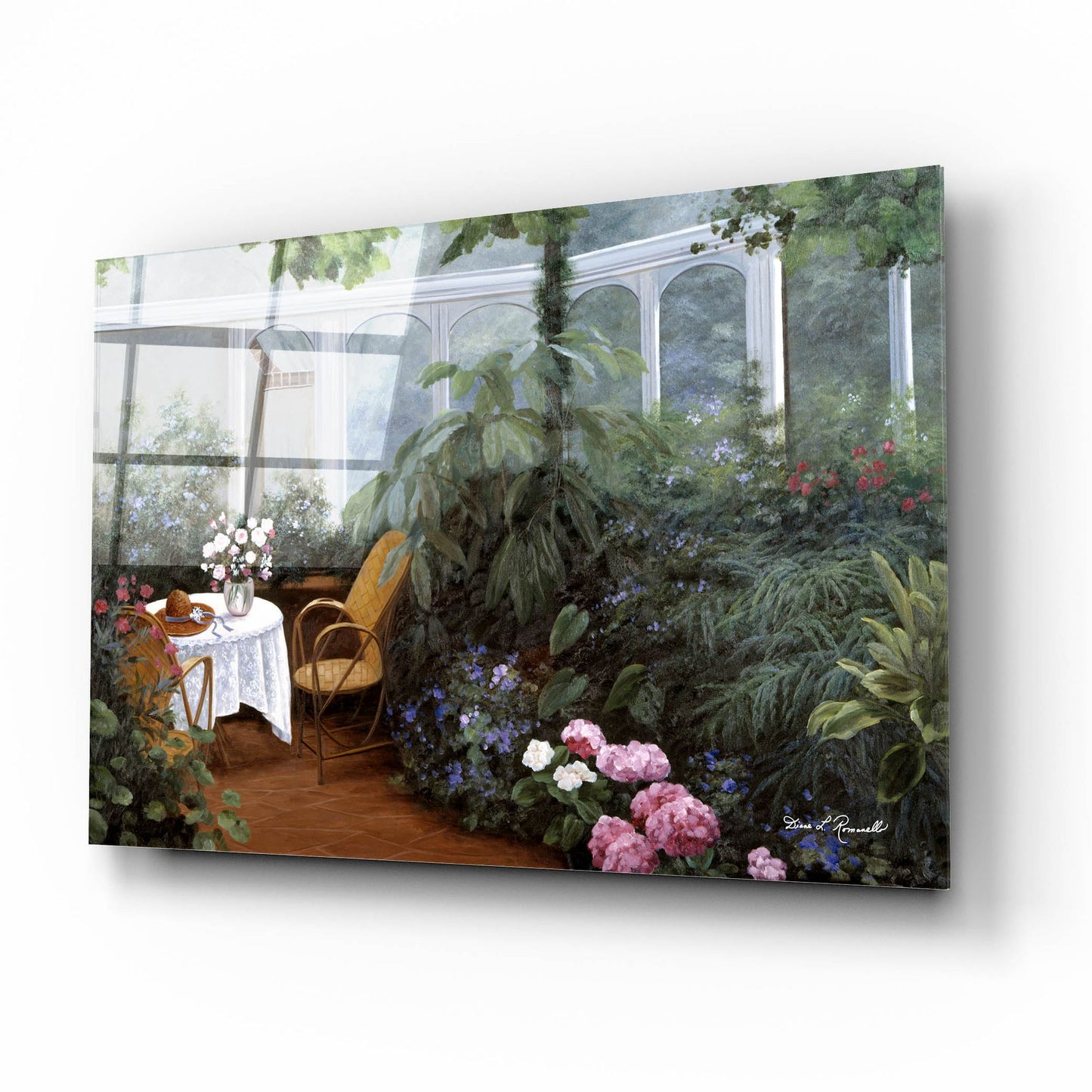 Epic Art ' Garden and Tea Room' by Diane Romanello, Acrylic Glass Wall Art,16x12