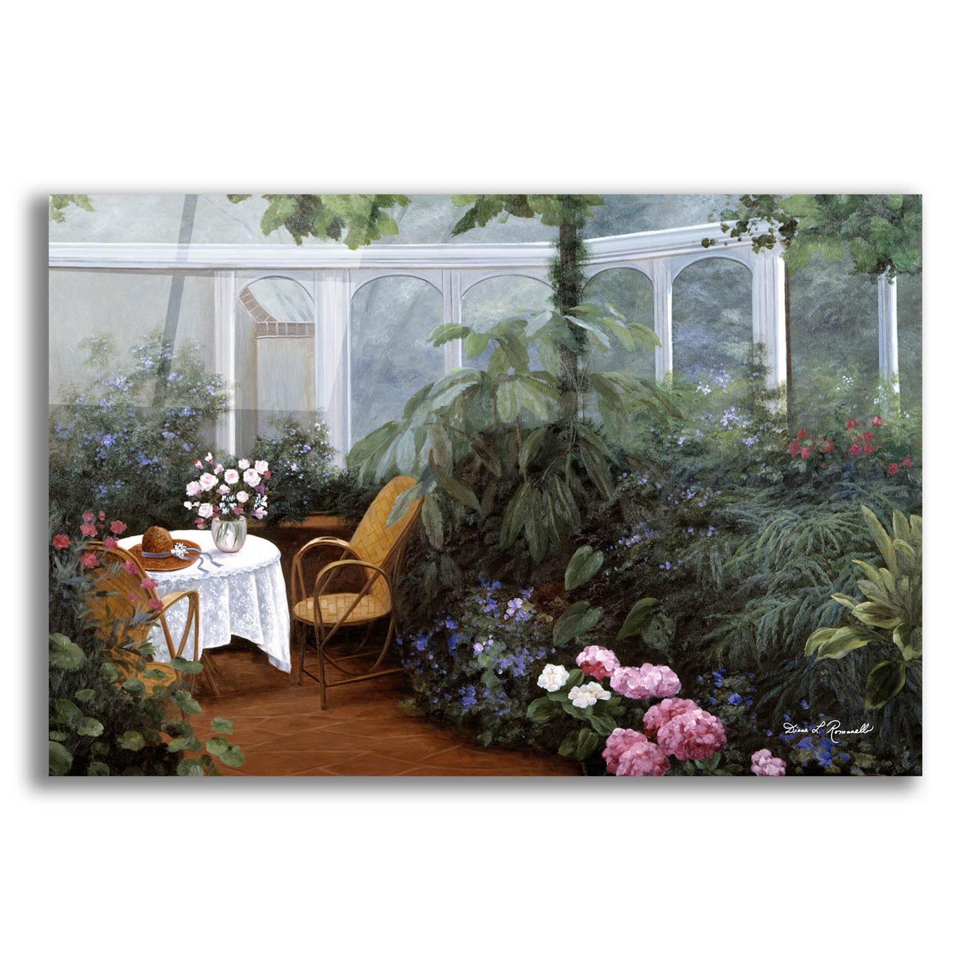 Epic Art ' Garden and Tea Room' by Diane Romanello, Acrylic Glass Wall Art,16x12