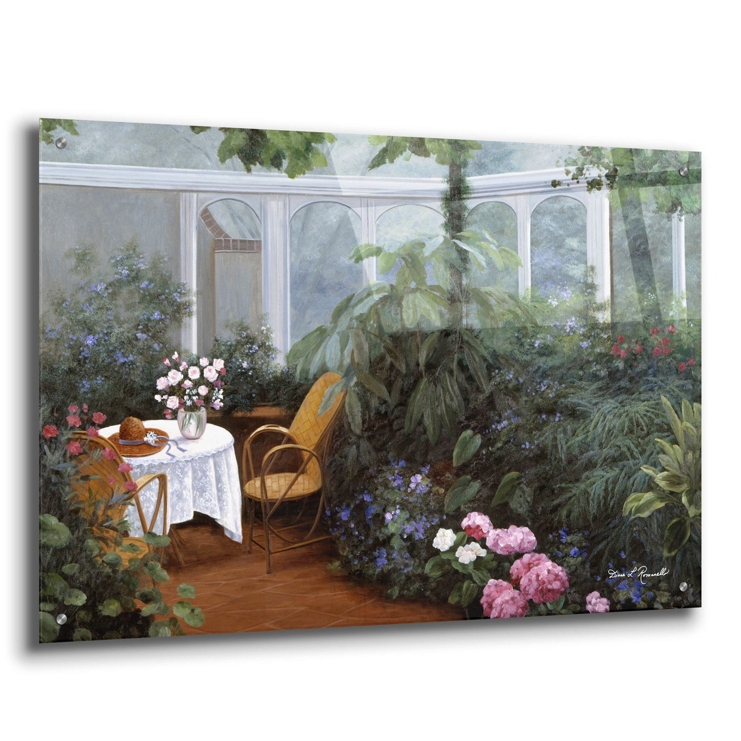 Epic Art ' Garden and Tea Room' by Diane Romanello, Acrylic Glass Wall Art,36x24