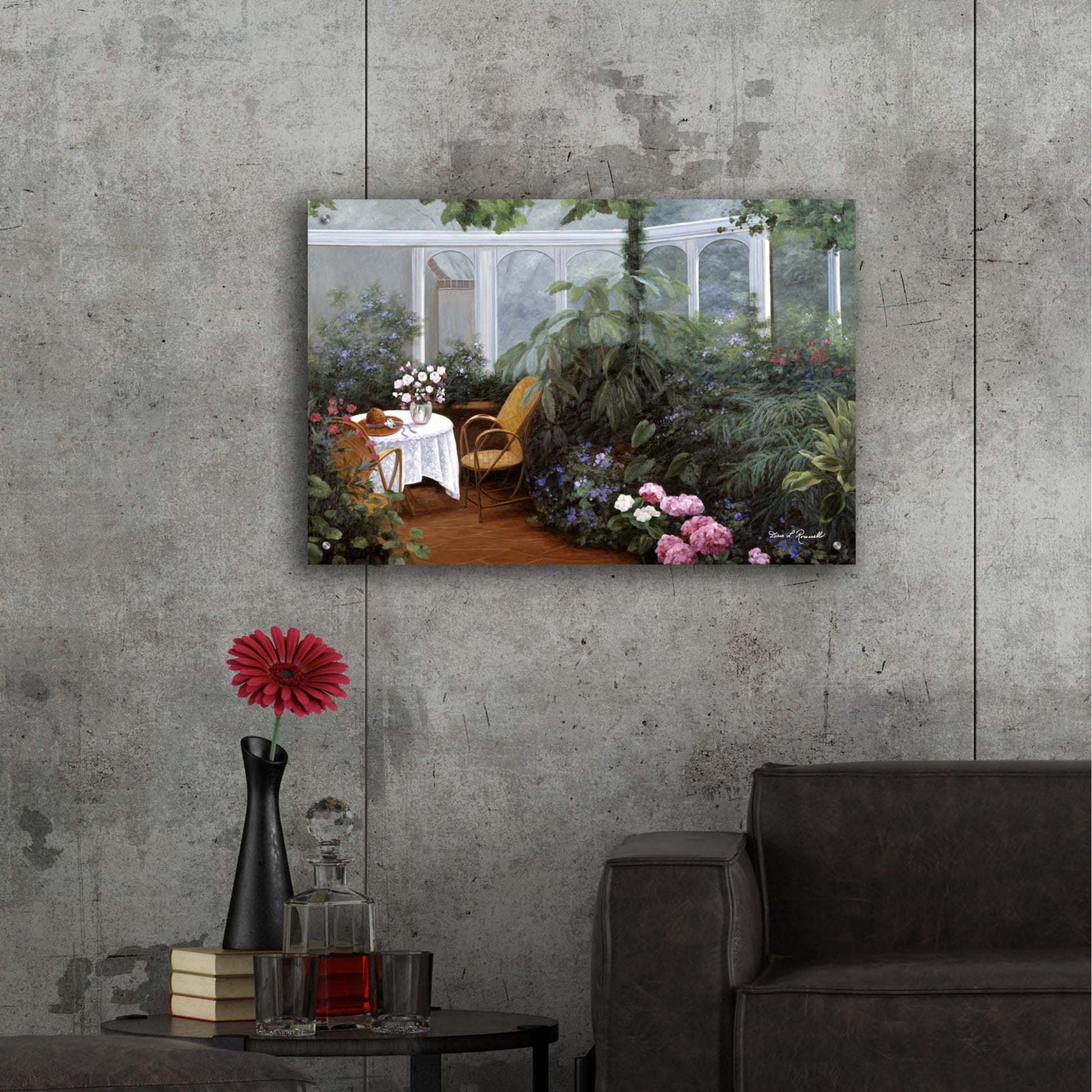 Epic Art ' Garden and Tea Room' by Diane Romanello, Acrylic Glass Wall Art,36x24