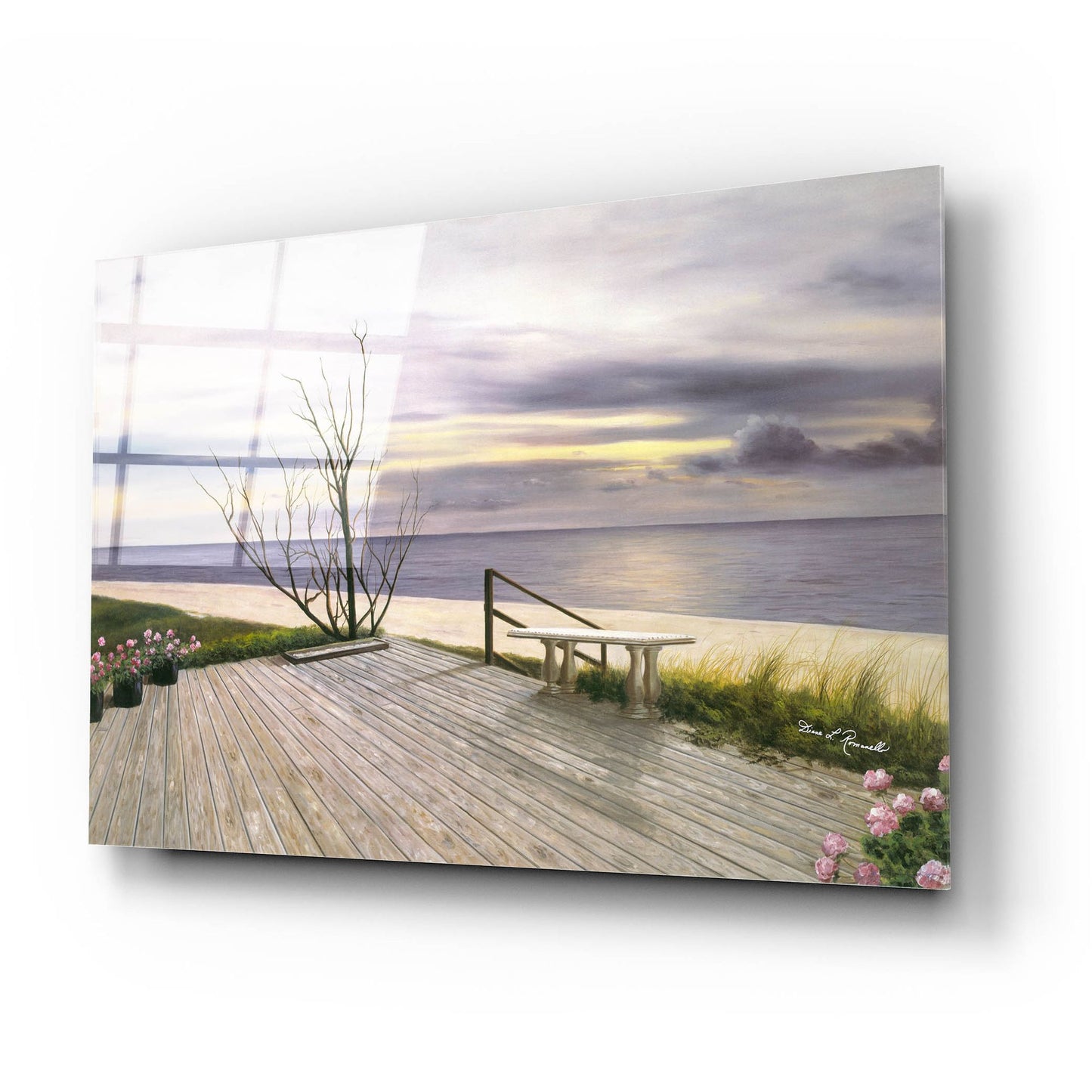 Epic Art ' Sunset & Flowers' by Diane Romanello, Acrylic Glass Wall Art,24x16