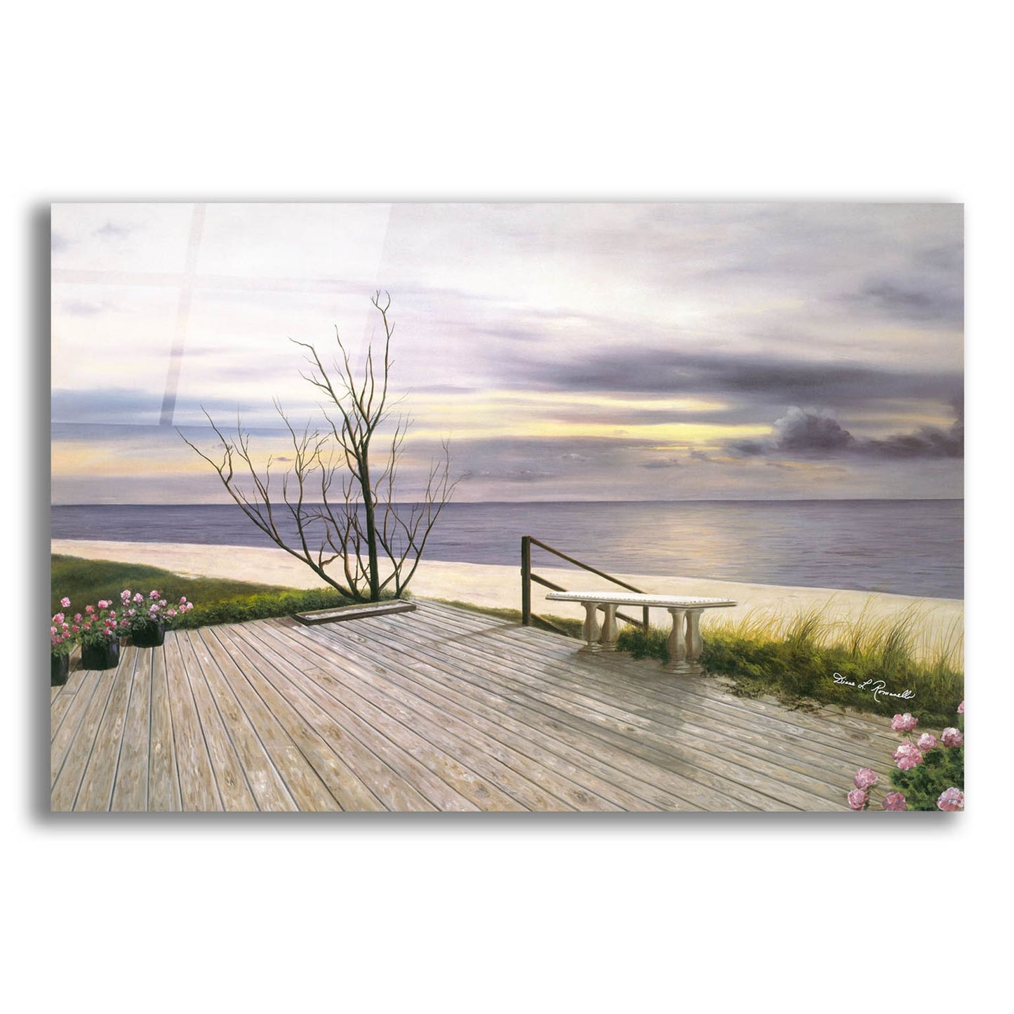 Epic Art ' Sunset & Flowers' by Diane Romanello, Acrylic Glass Wall Art,24x16