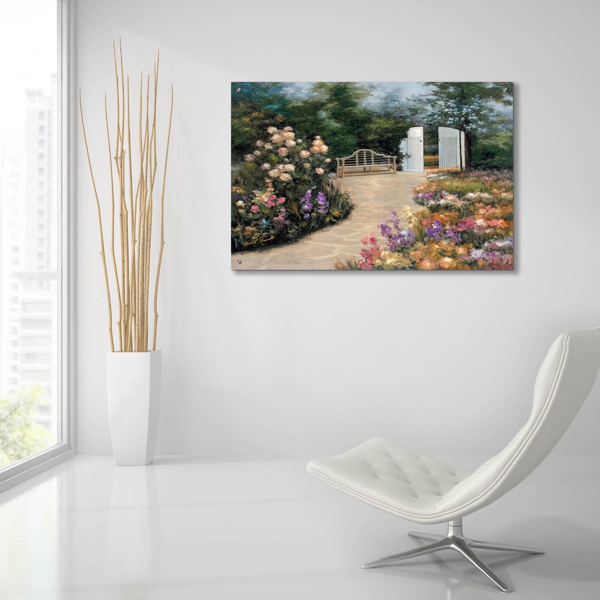 Epic Art ' Garden Enclave' by Diane Romanello, Acrylic Glass Wall Art,36x24