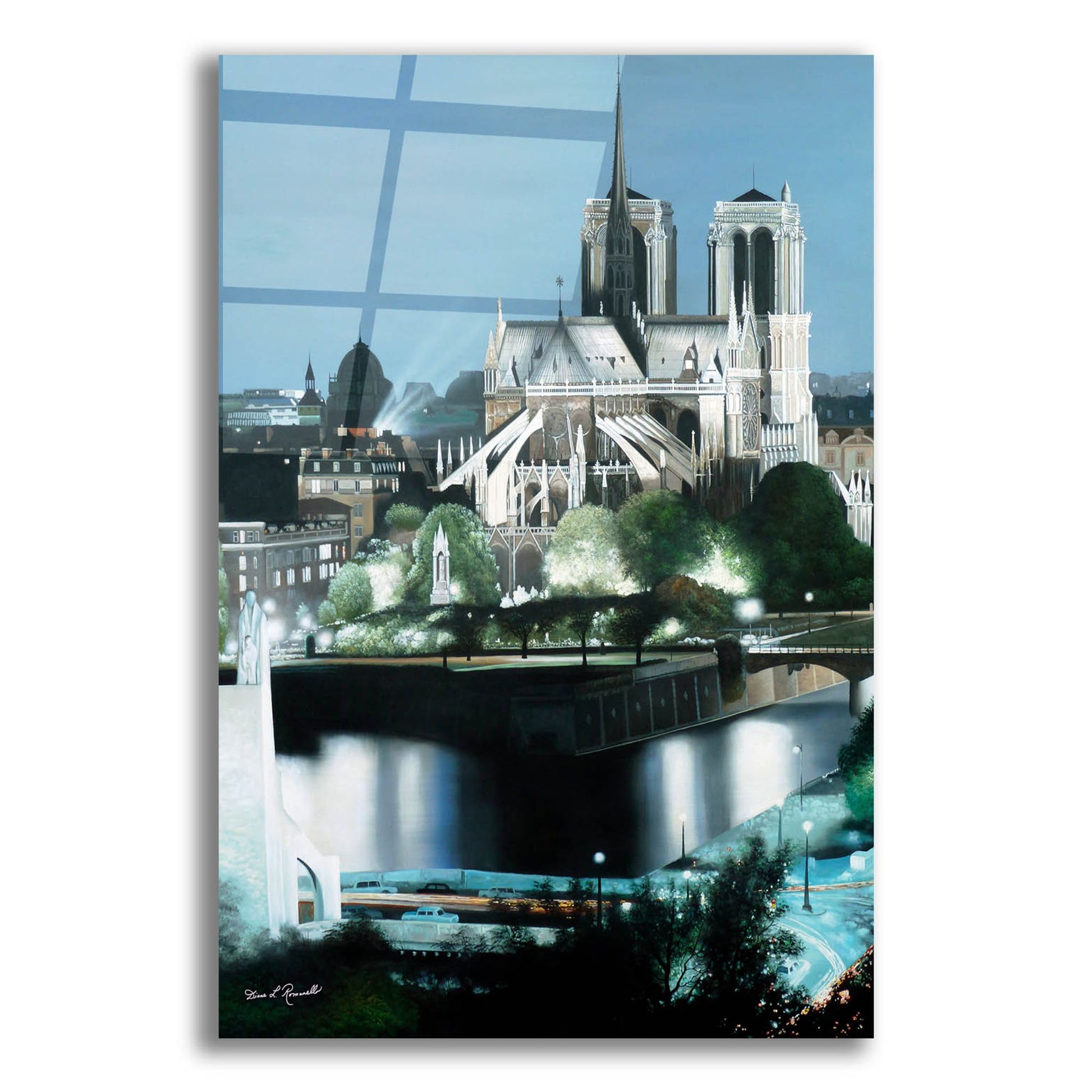 Epic Art ' Notre Dame' by Diane Romanello, Acrylic Glass Wall Art,16x24