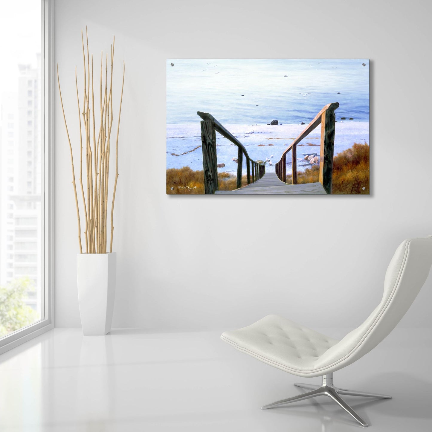 Epic Art ' Sound Beach' by Diane Romanello, Acrylic Glass Wall Art,36x24